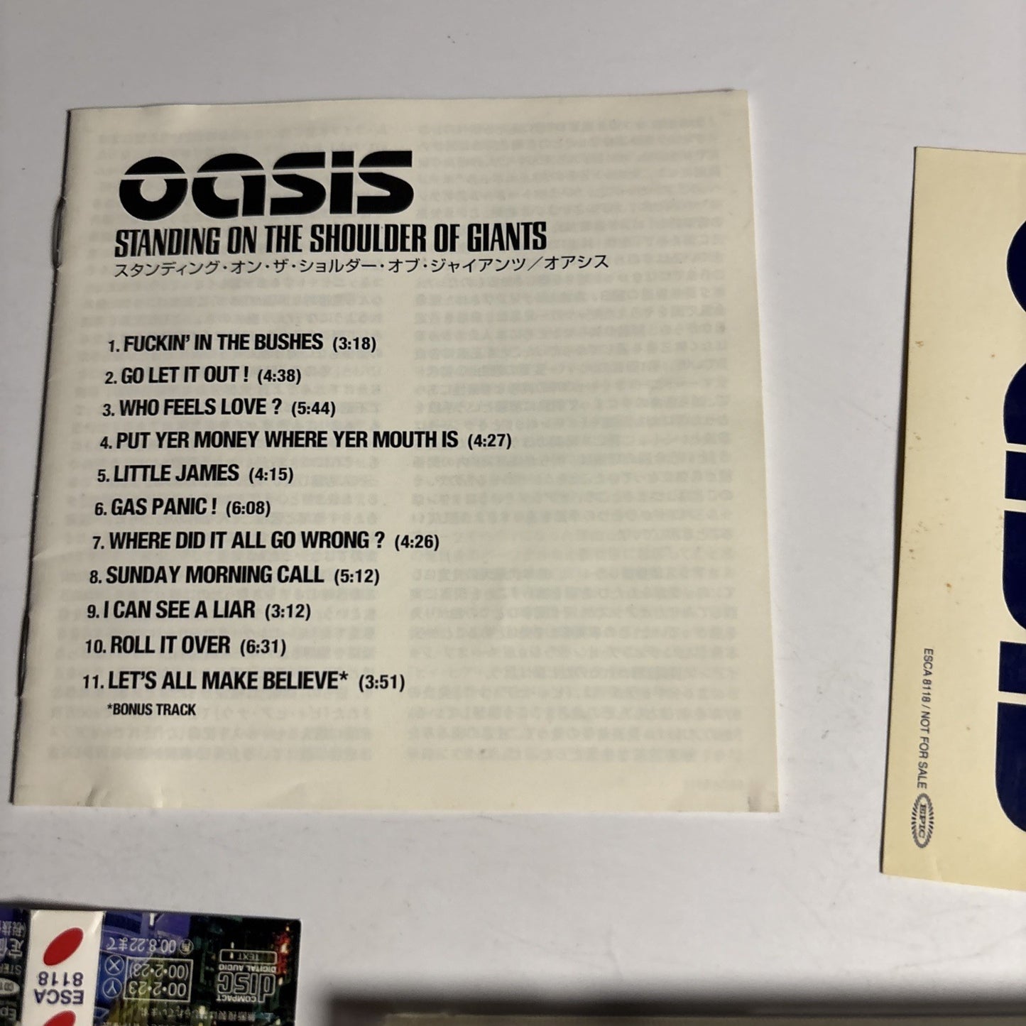 Oasis – Standing On The Shoulder Of Giants (CD, 2000) Japan Obi Sticker