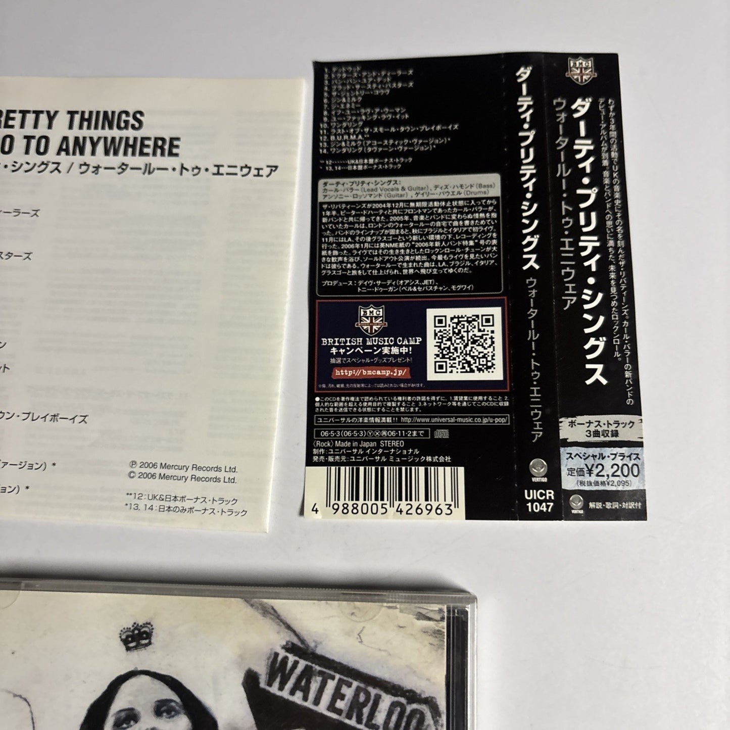 Dirty Pretty Things – Waterloo To Anywhere (CD, 2006) Japan Bonus Track Obi