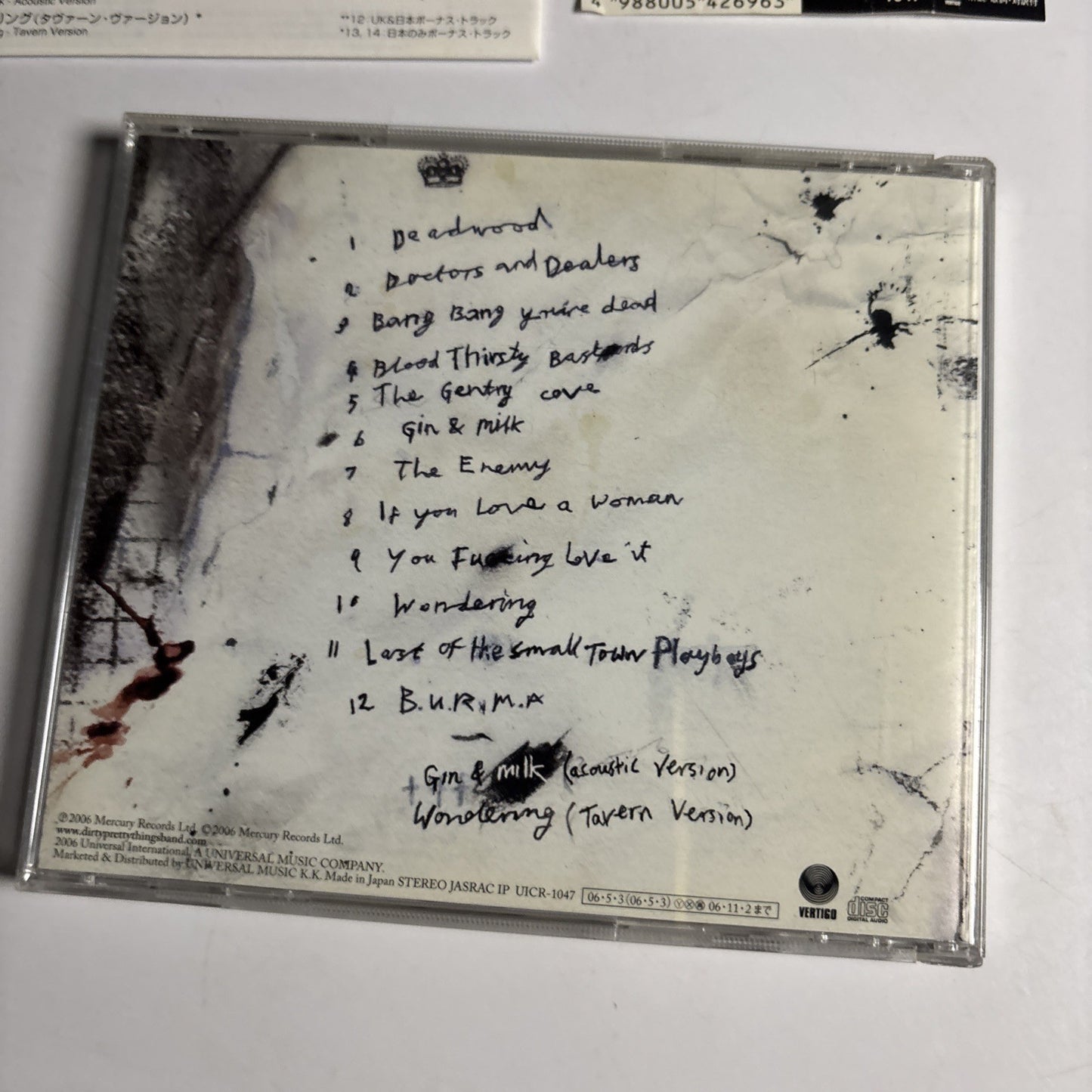 Dirty Pretty Things – Waterloo To Anywhere (CD, 2006) Japan Bonus Track Obi