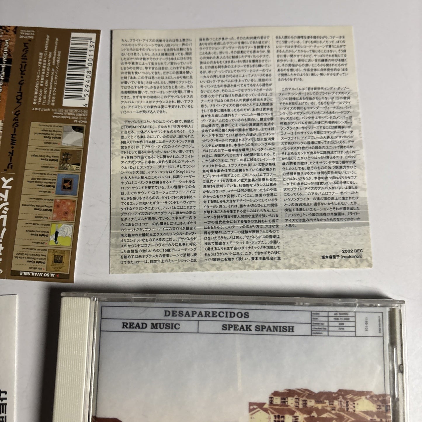 Desaparecidos – Read Music, Speak Spanish (CD, 2002) Japan BNCP-82 Obi