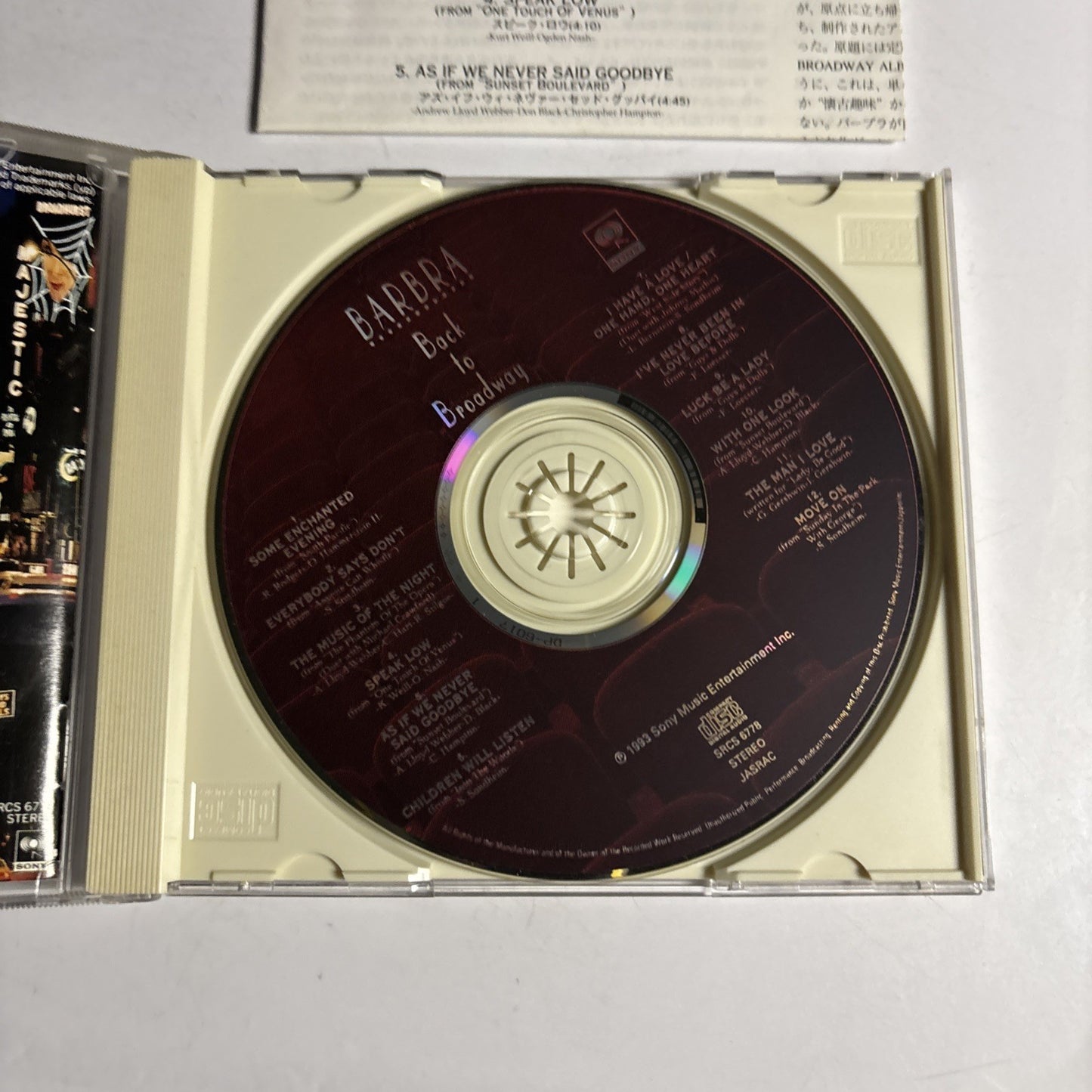 Barbra Streisand – Back To Broadway (CD, 1993) Japan SRCS 6778