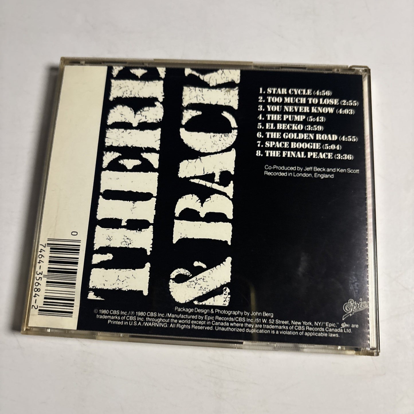 Jeff Beck – There And Back (CD, 1986)  US EK 35684