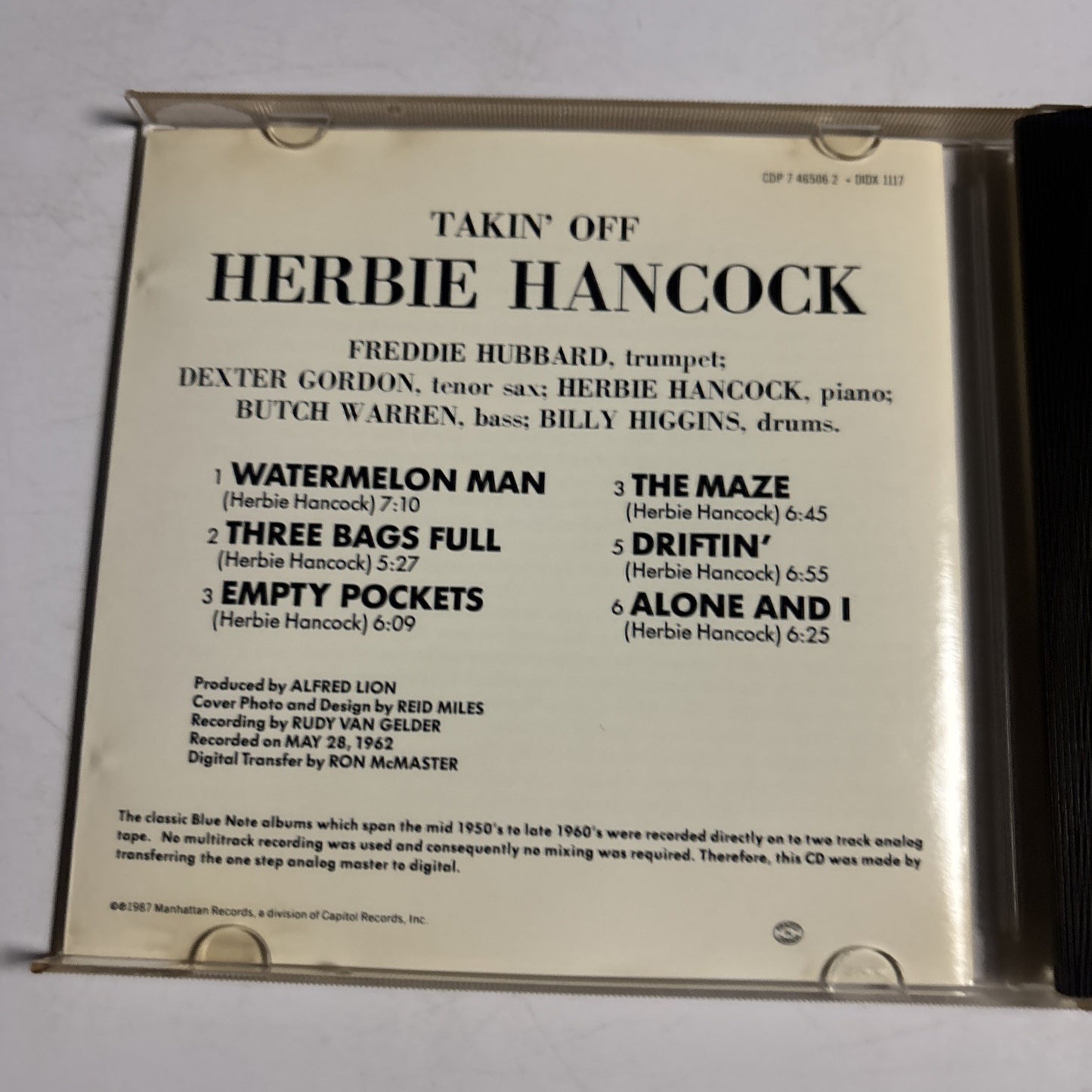 Herbie Hancock – Takin' Off (CD, 1995)  CDP 7 46506 2