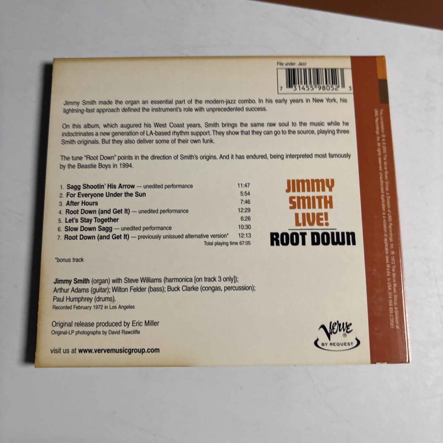 Jimmy Smith – Root Down (Jimmy Smith Live!) (CD, 2000) US 314 559 805-2