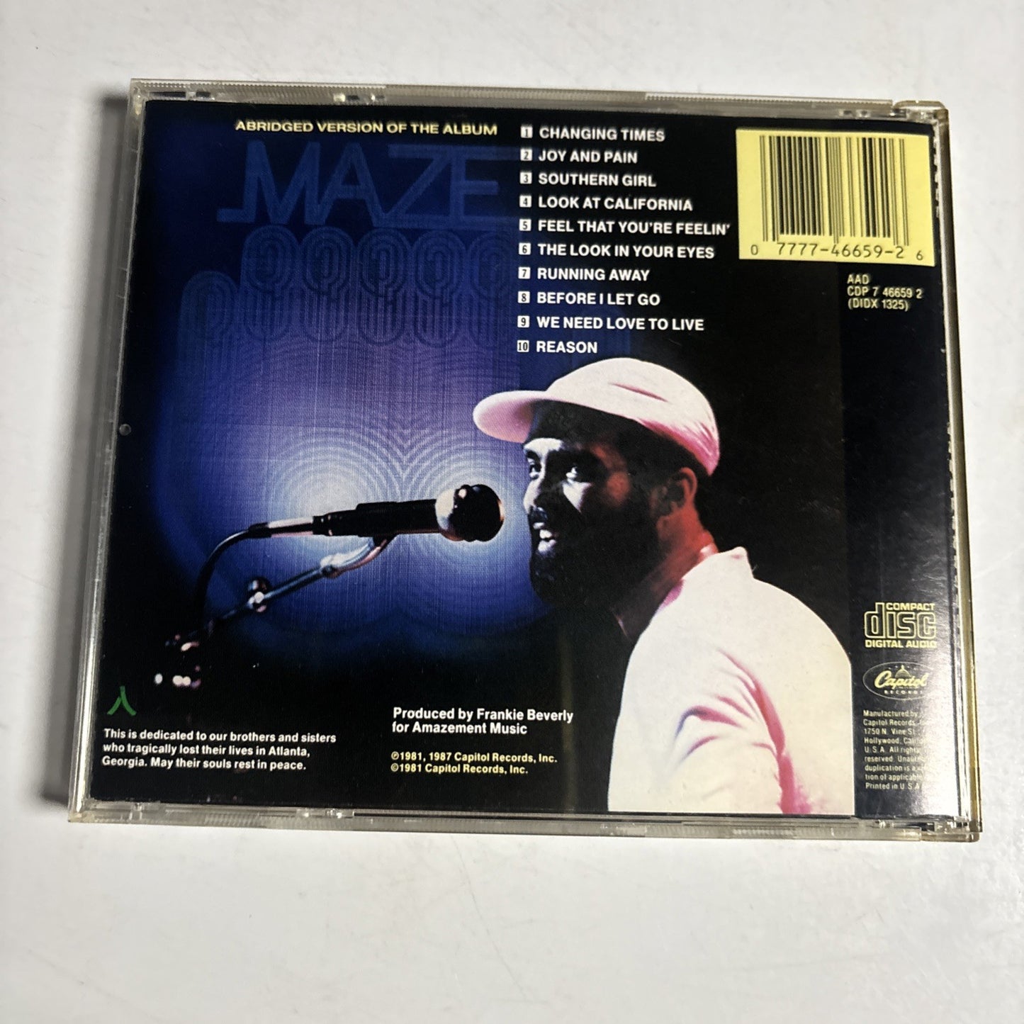 Maze Featuring Frankie Beverly – Live In New Orleans (CD, 1987) US CDP 7 46659 2