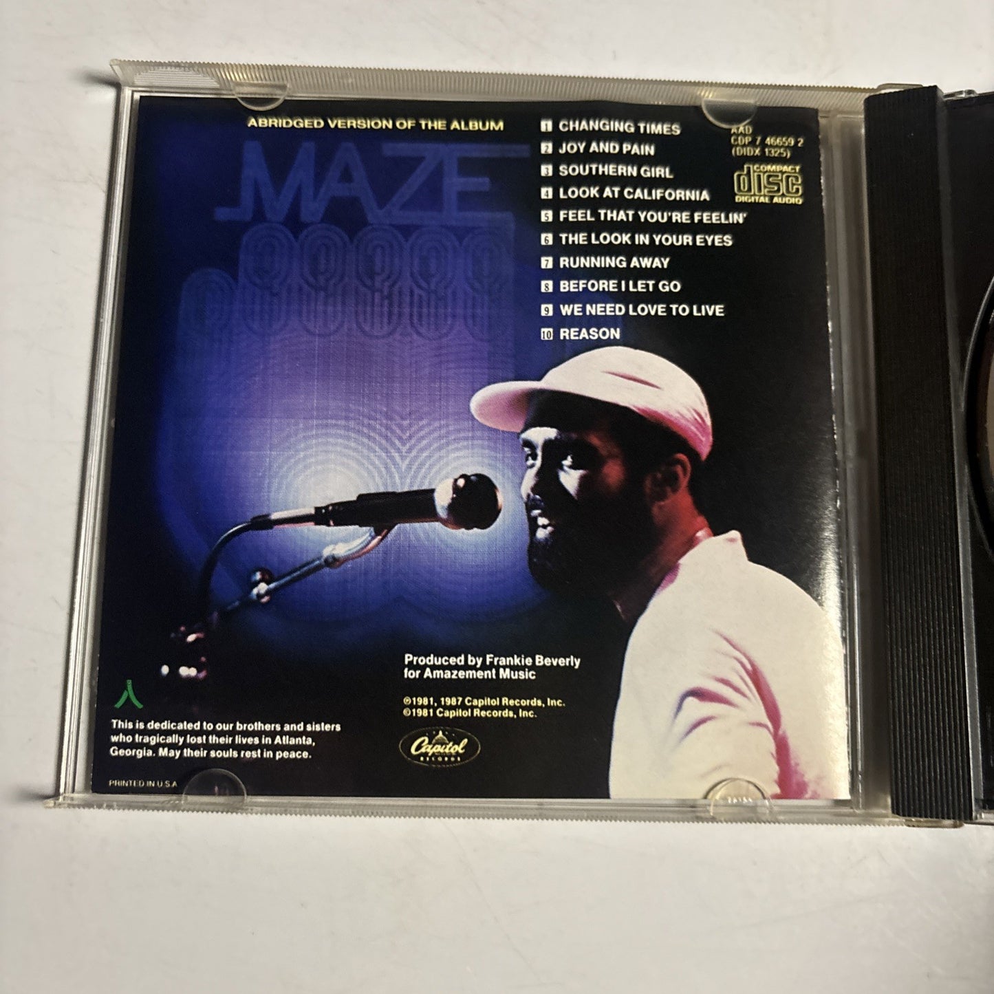 Maze Featuring Frankie Beverly – Live In New Orleans (CD, 1987) US CDP 7 46659 2