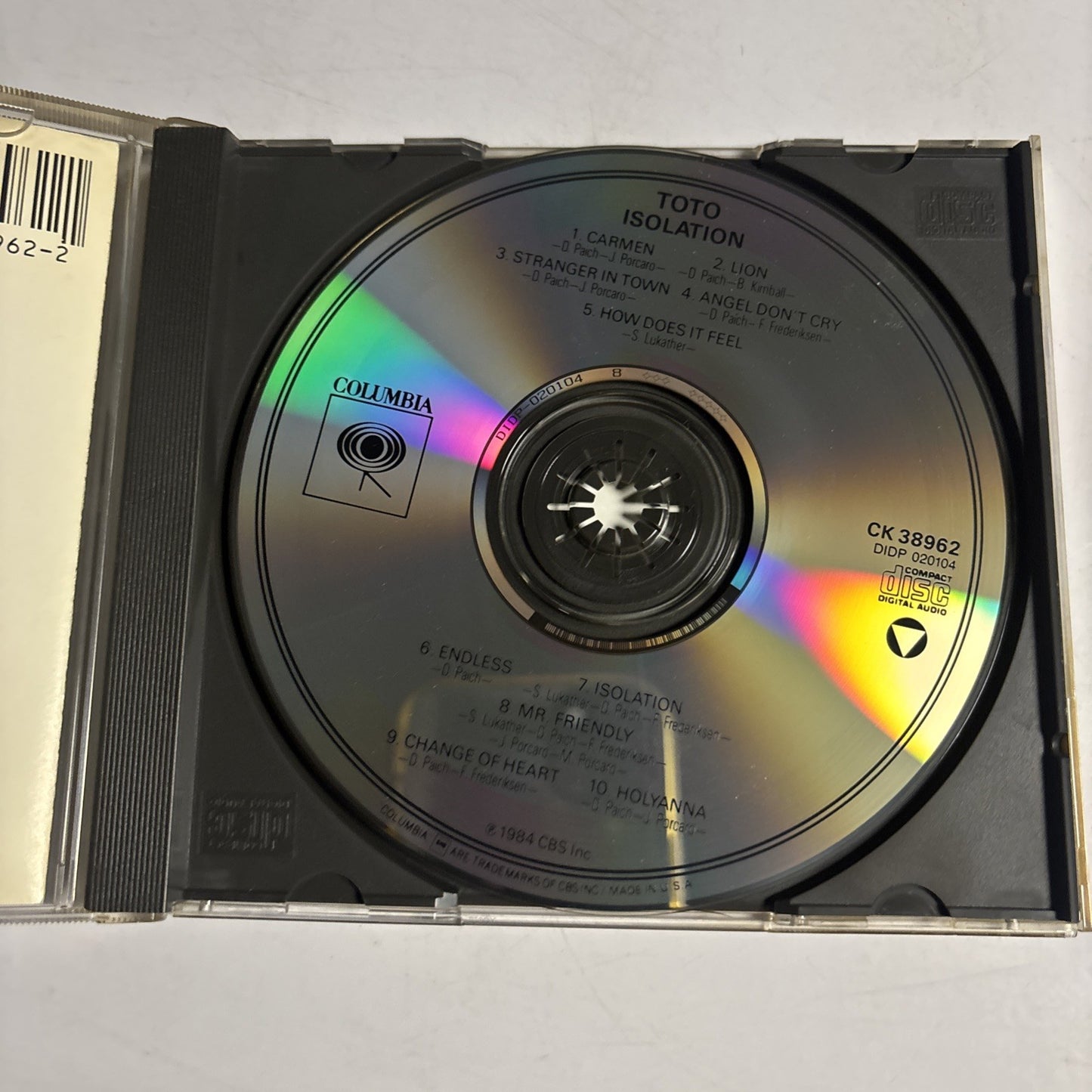Toto – Isolation (CD, 1985) US CK 38962