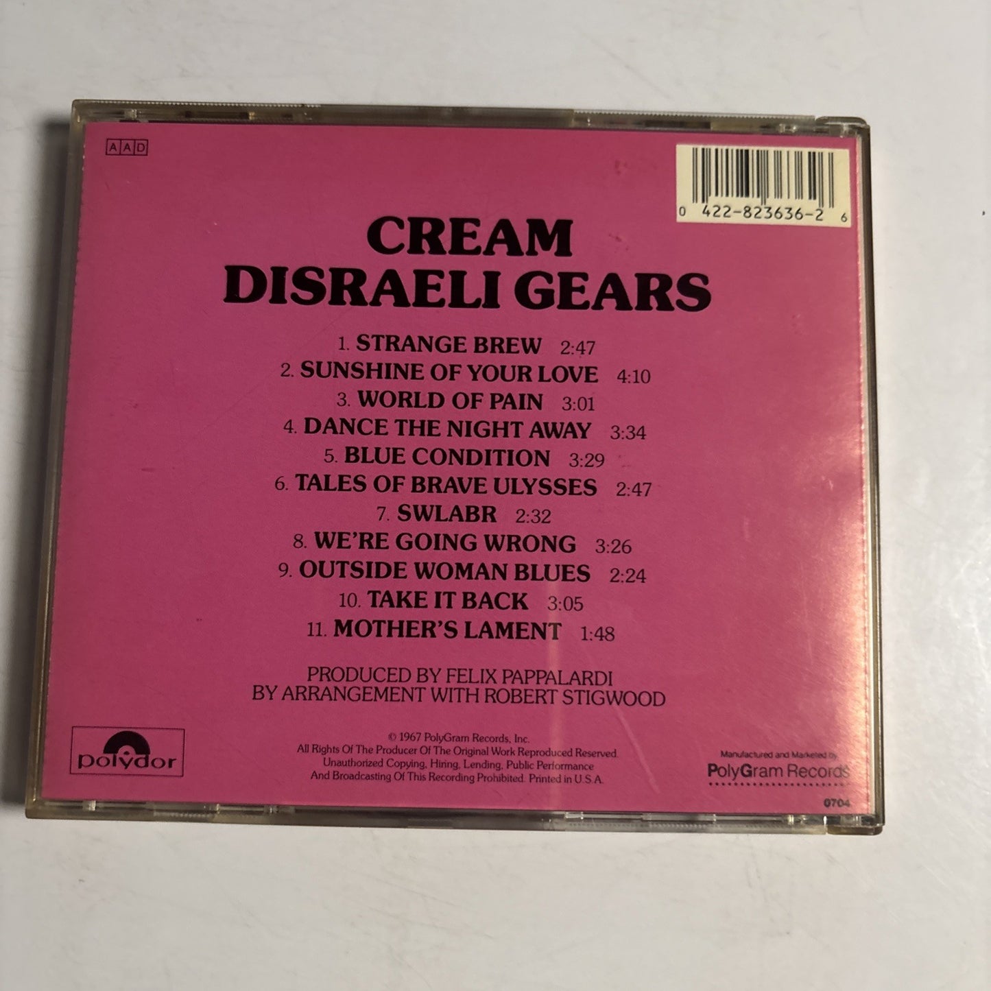 Cream – Disraeli Gears (CD, 1986) US 823 636-2