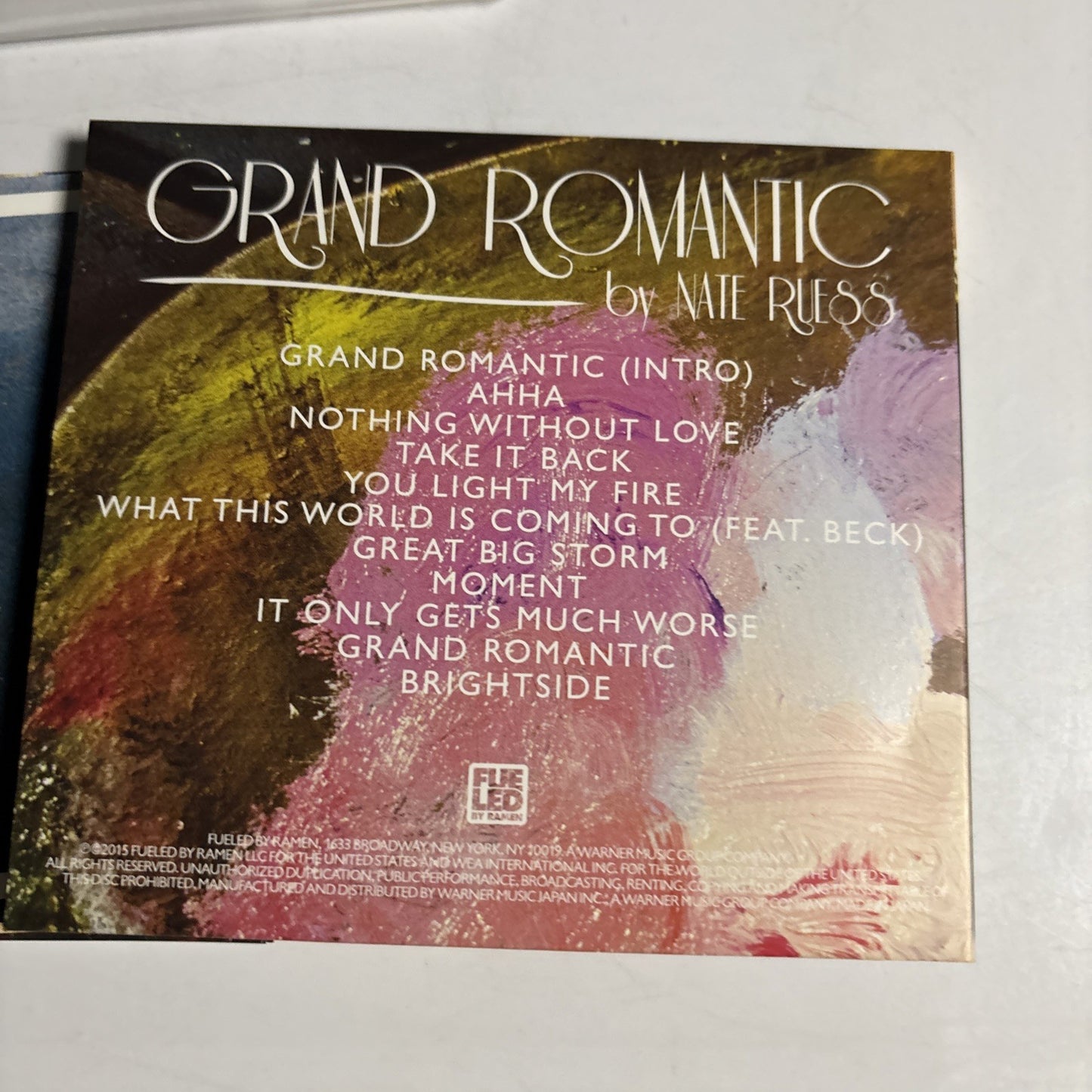Nate Ruess – Grand Romantic (CD, 2015) Japan Limited Edition Obi WPCR-16452