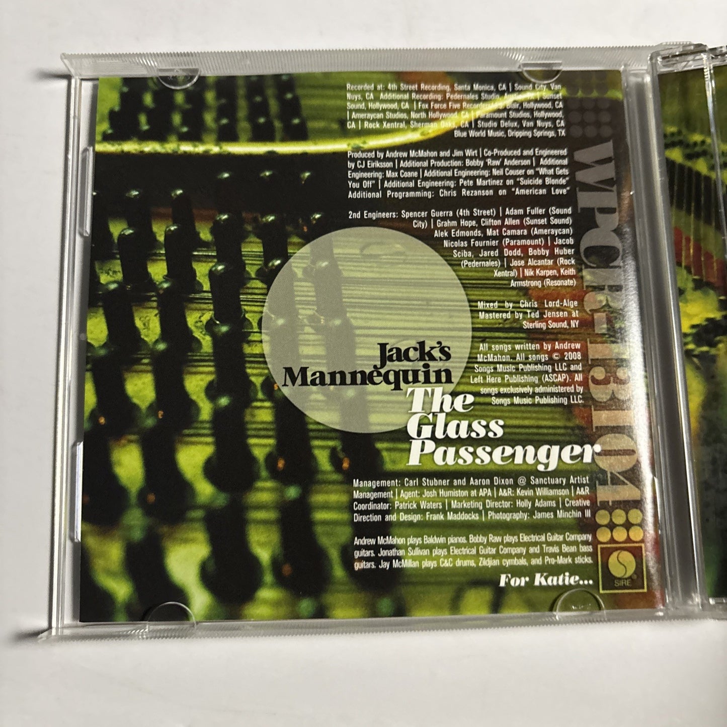 Jack's Mannequin – The Glass Passenger (CD, 2008) Japan Bonus Track Obi