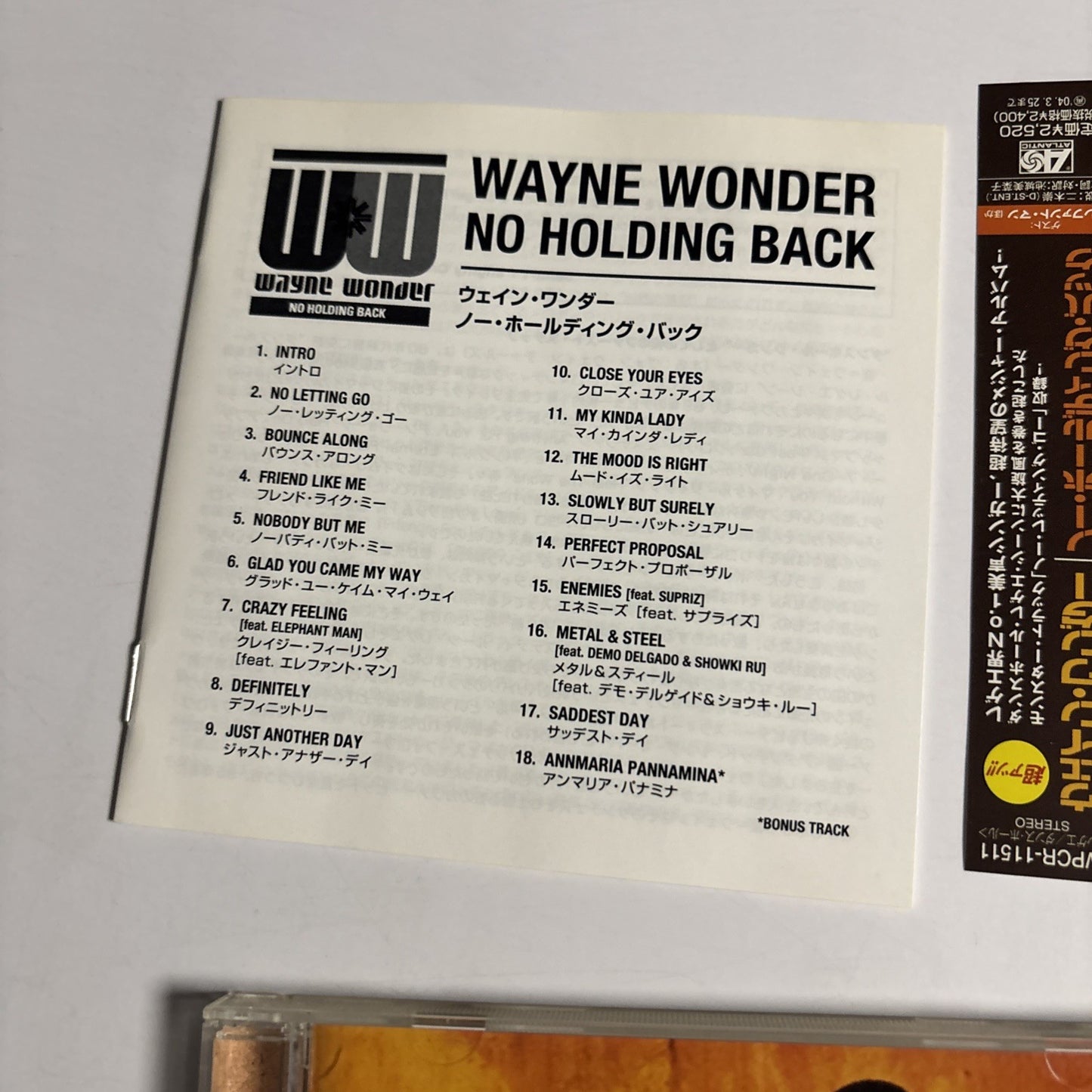 Wayne Wonder – No Holding Back (CD, 2003) Japan Bonus Track Obi WPCR-11511