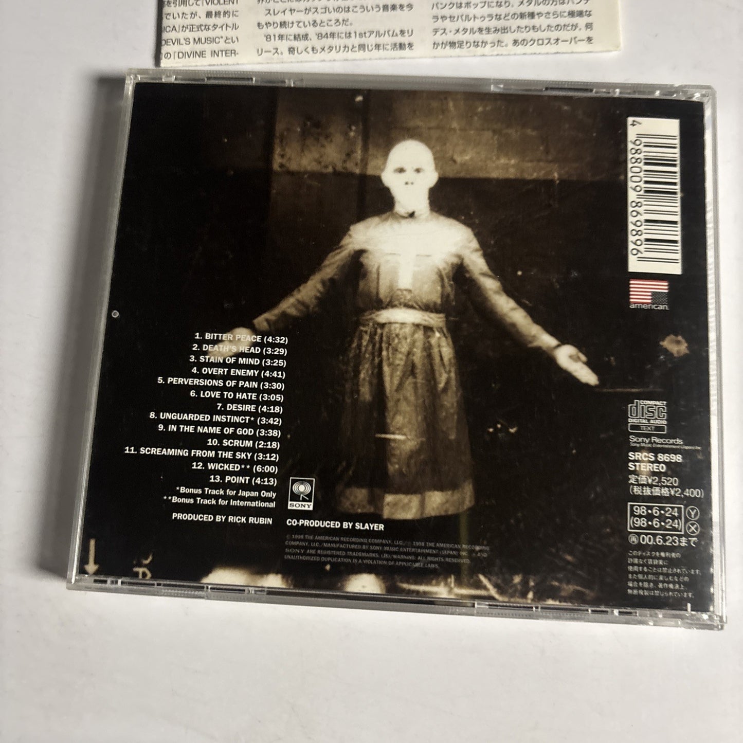 Slayer – Diabolus In Musica (CD, 1998) Japan Bonus Track SRCS 8698