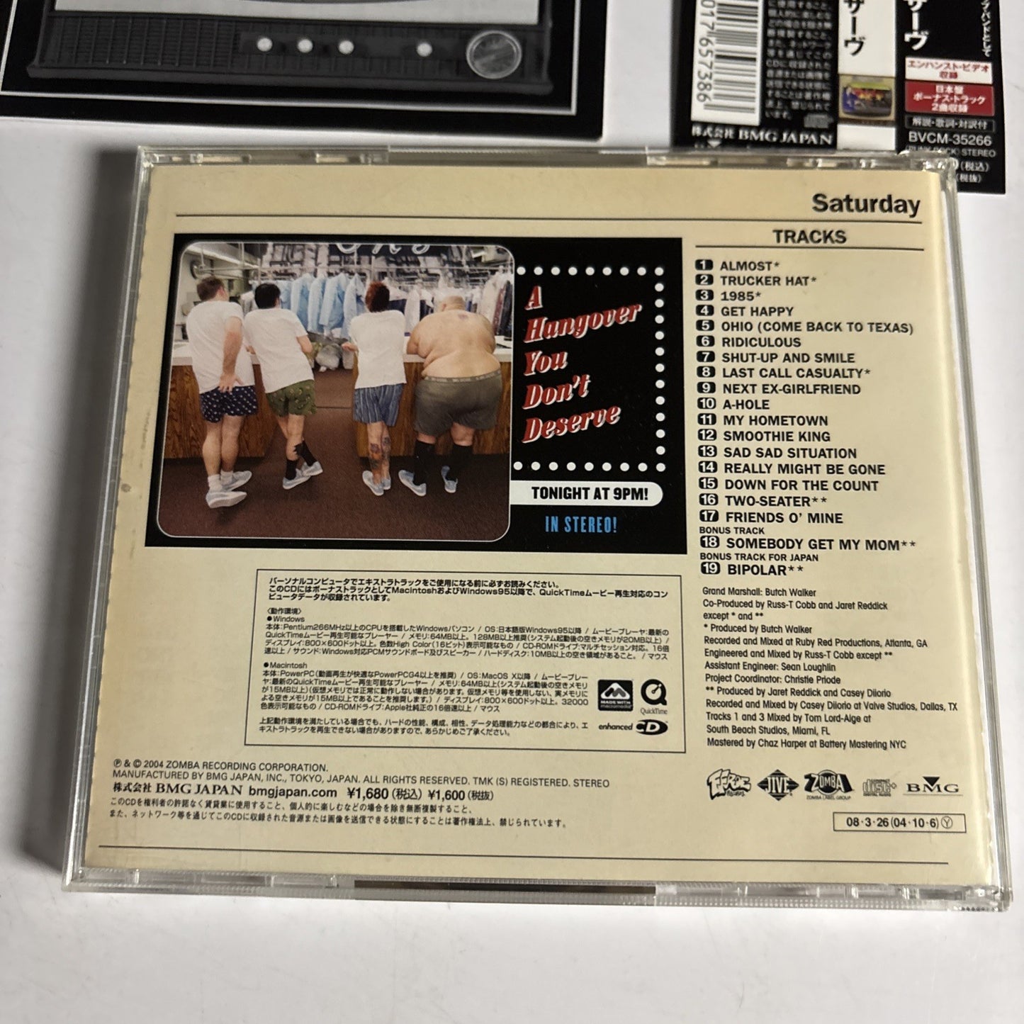 Bowling For Soup – A Hangover You Don't Deserve (CD, 2008) Japan Bonus Track Obi