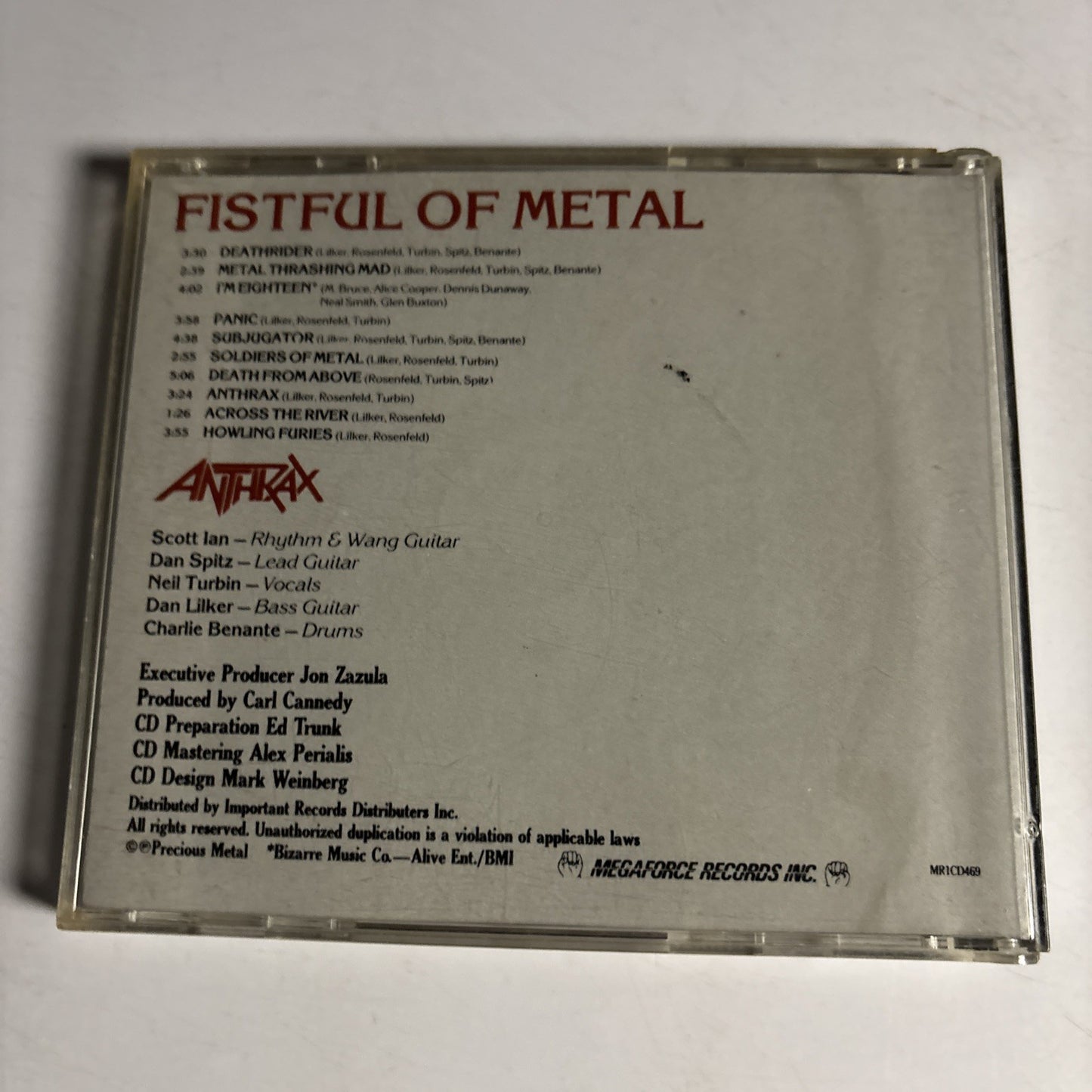 Anthrax – Fistful Of Metal (CD, 1987) US MR1CD469