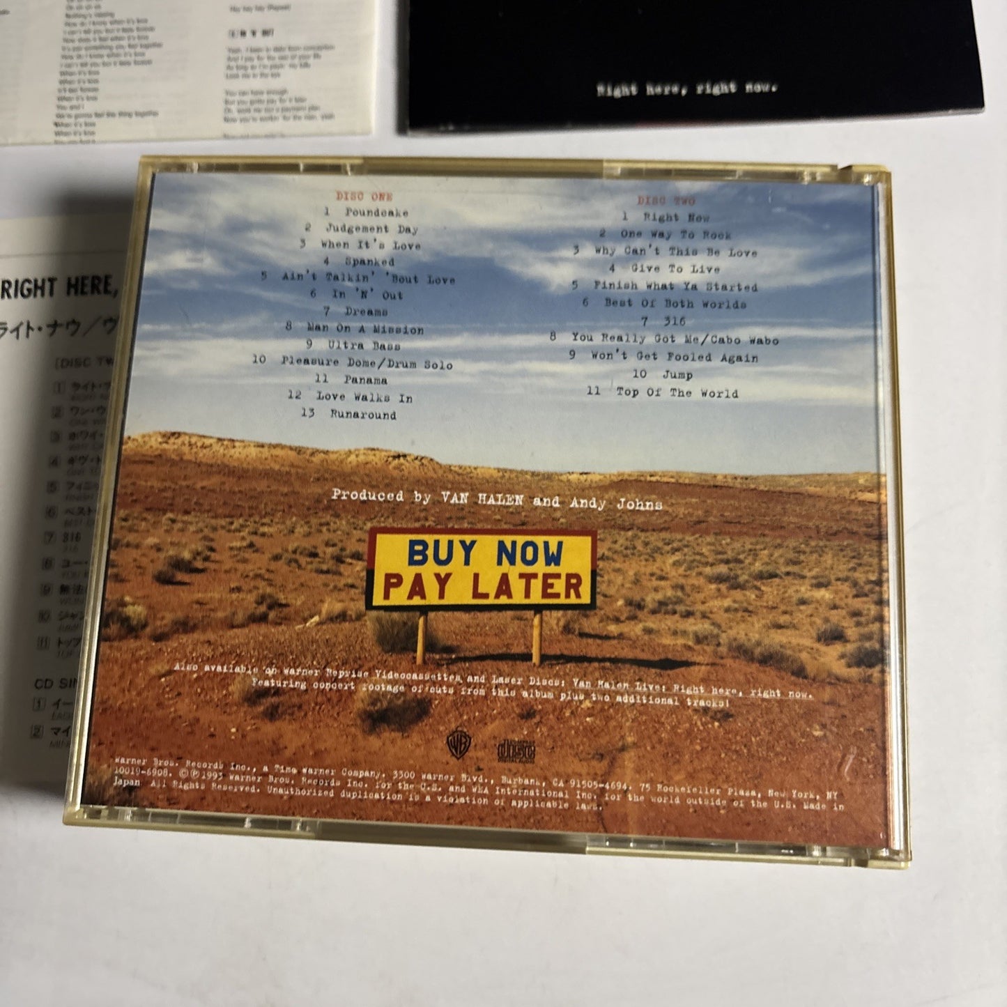 Van Halen – Live: Right Here, Right Now. (CD, 1993, 3-Disc) Japan WPCP-5188-9