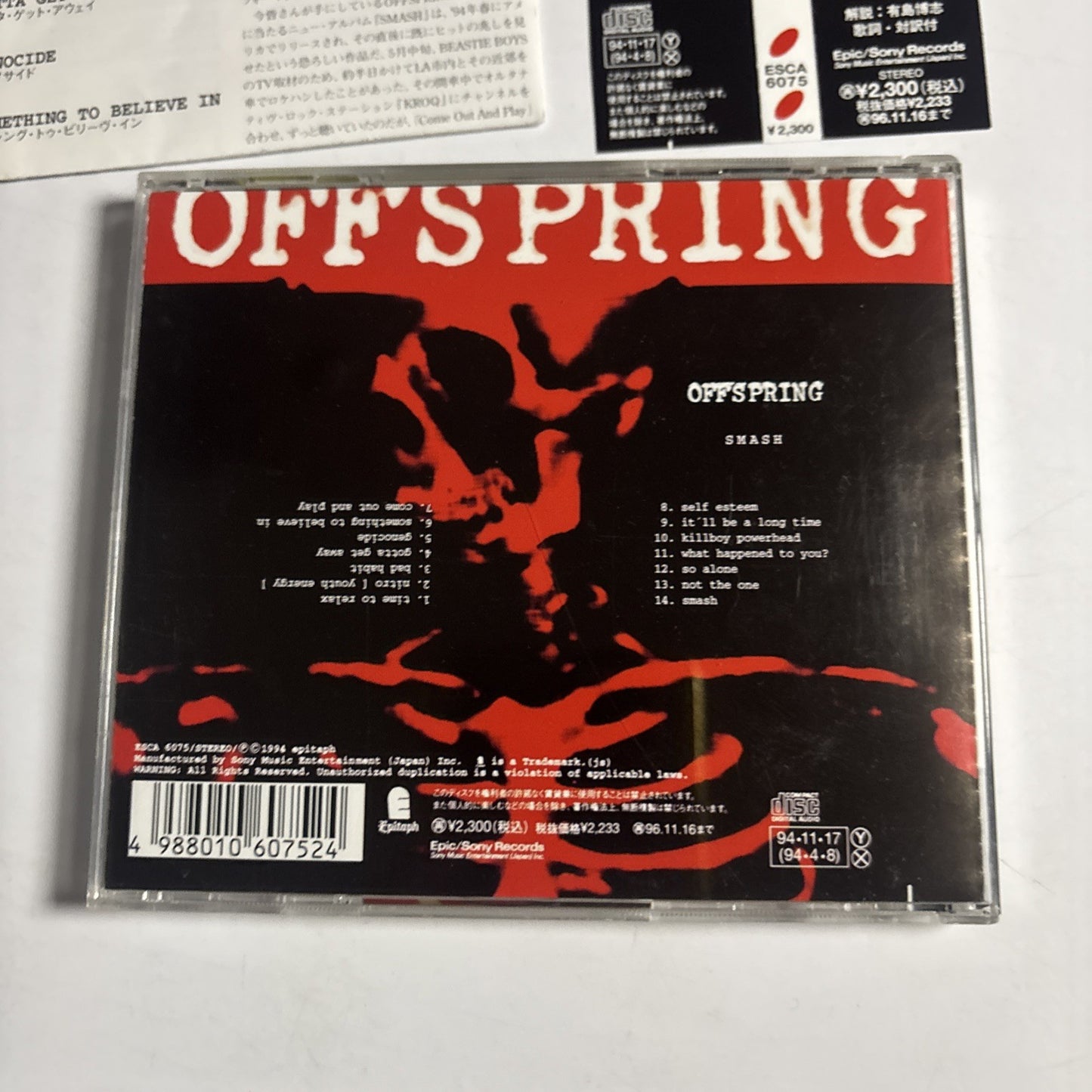 The Offspring – Smash (CD, 1994) Japan obi ESCA 6075