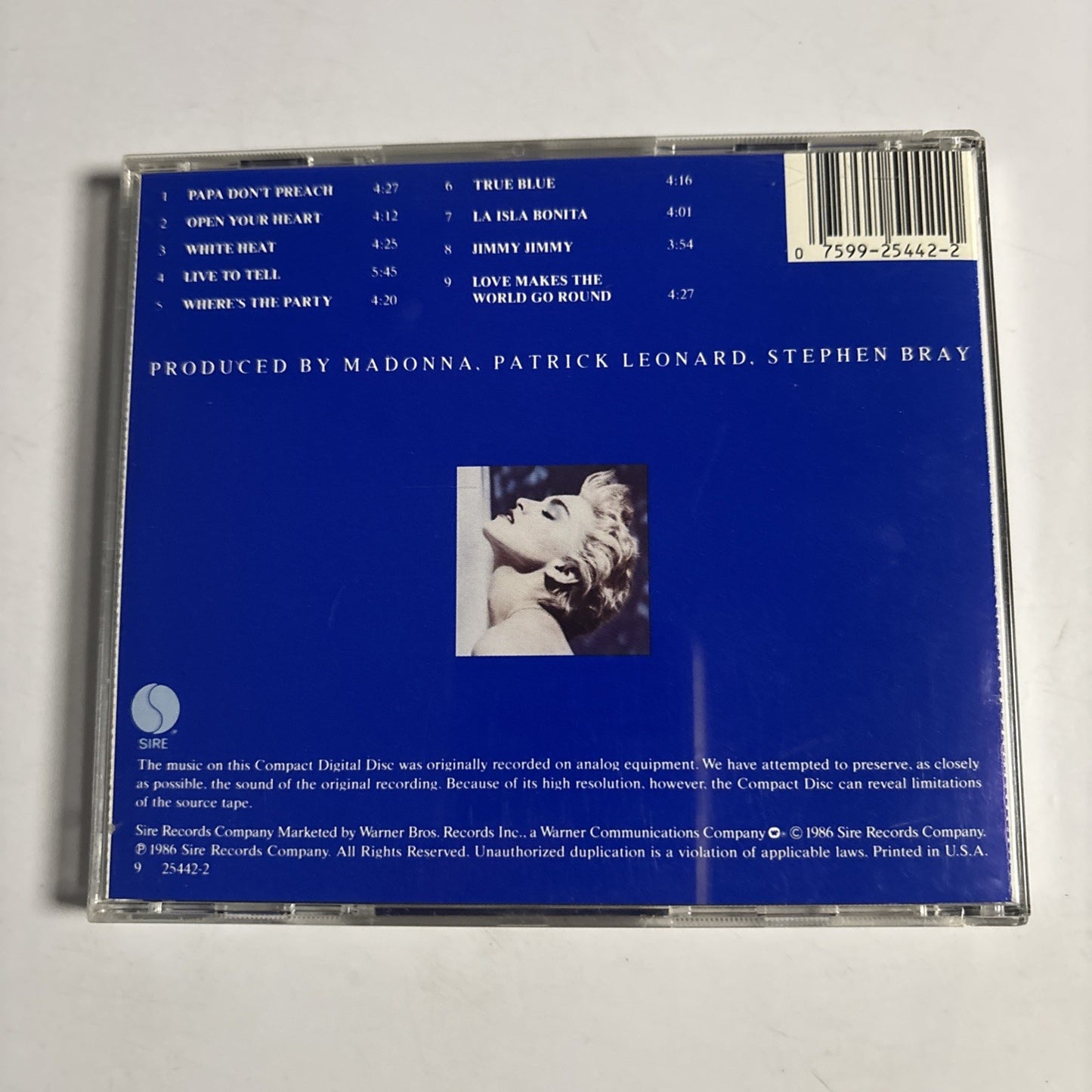 Madonna – True Blue (CD, 1986) US 9 25442-2