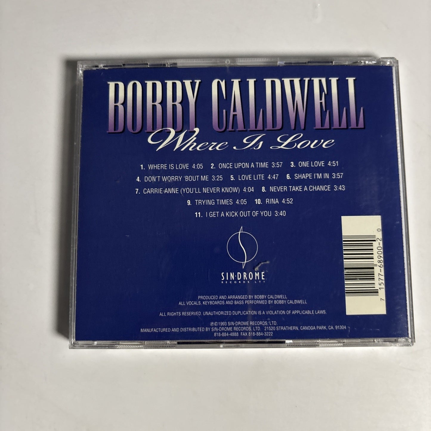 Bobby Caldwell – Where Is Love (CD, 1993) US SD 8900