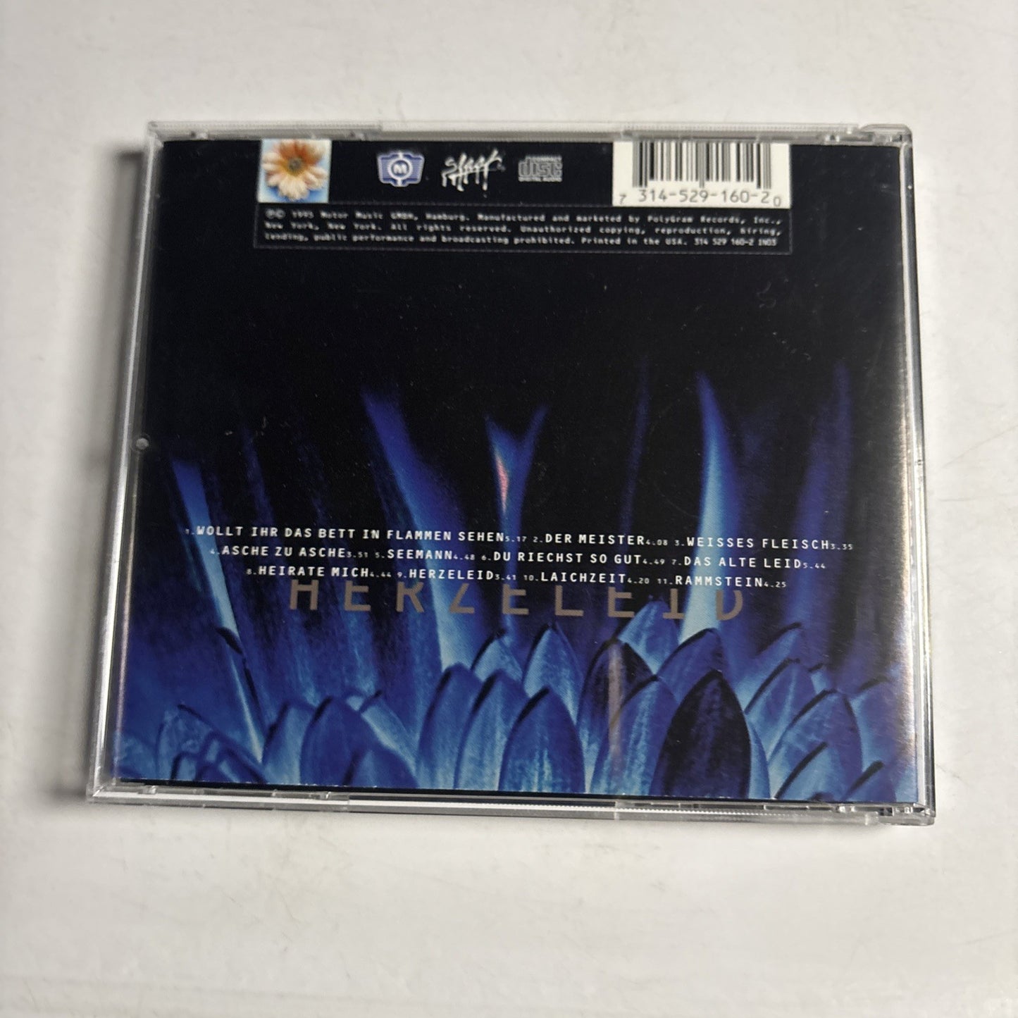 Rammstein – Herzeleid (CD, 1998) US 314 529 160-2 IN03