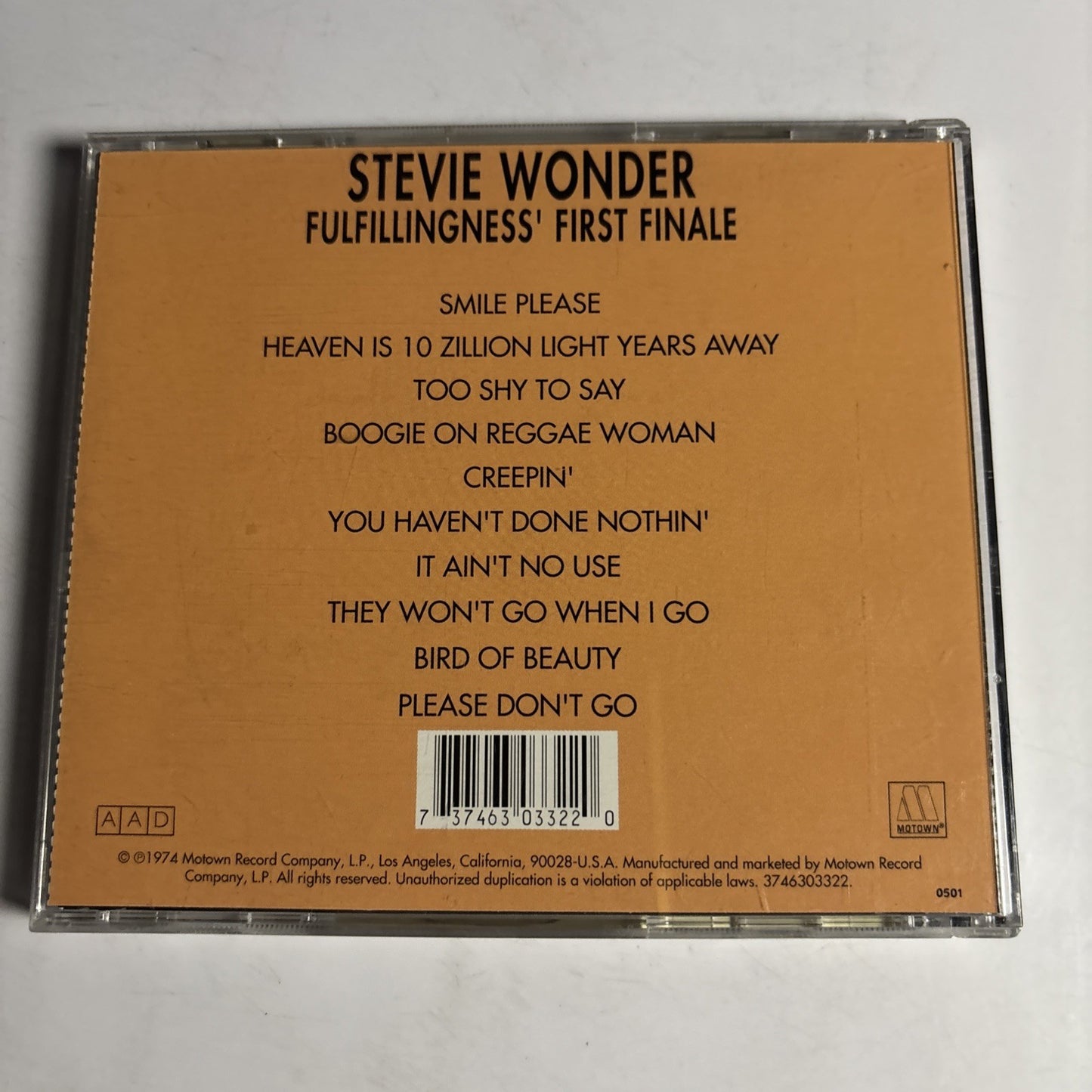 Stevie Wonder – Fulfillingness' First Finale (CD, 1991) US 3746303322