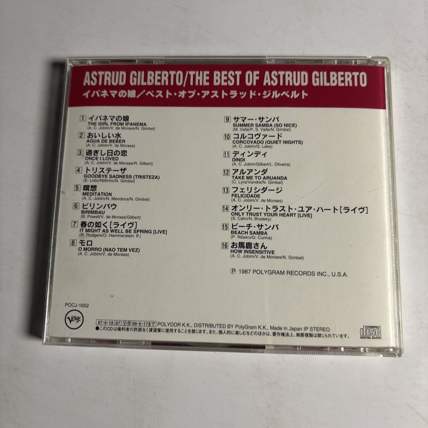 Astrud Gilberto – The Best Of Astrud Gilberto (CD, 1997) Japan POCJ-1652