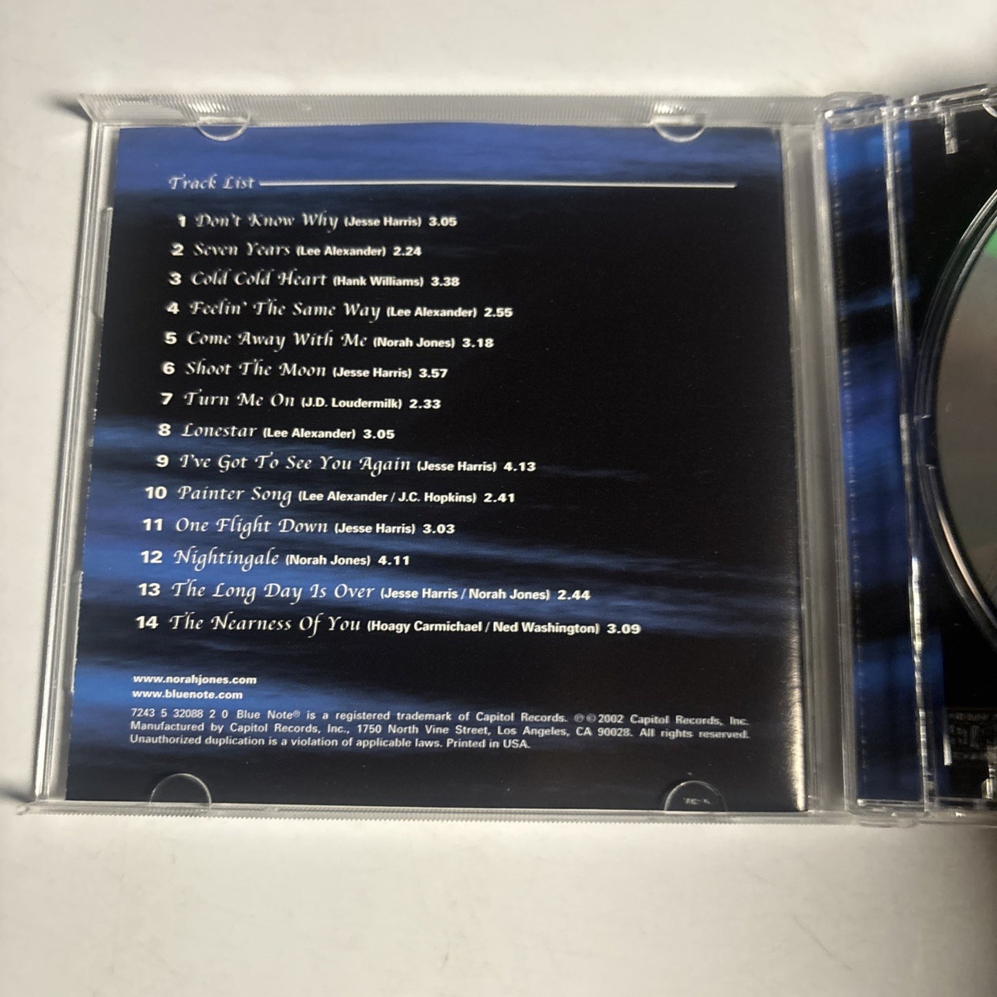 Norah Jones – Come Away With Me (CD, 2002) US 7243 5 32088 2 0