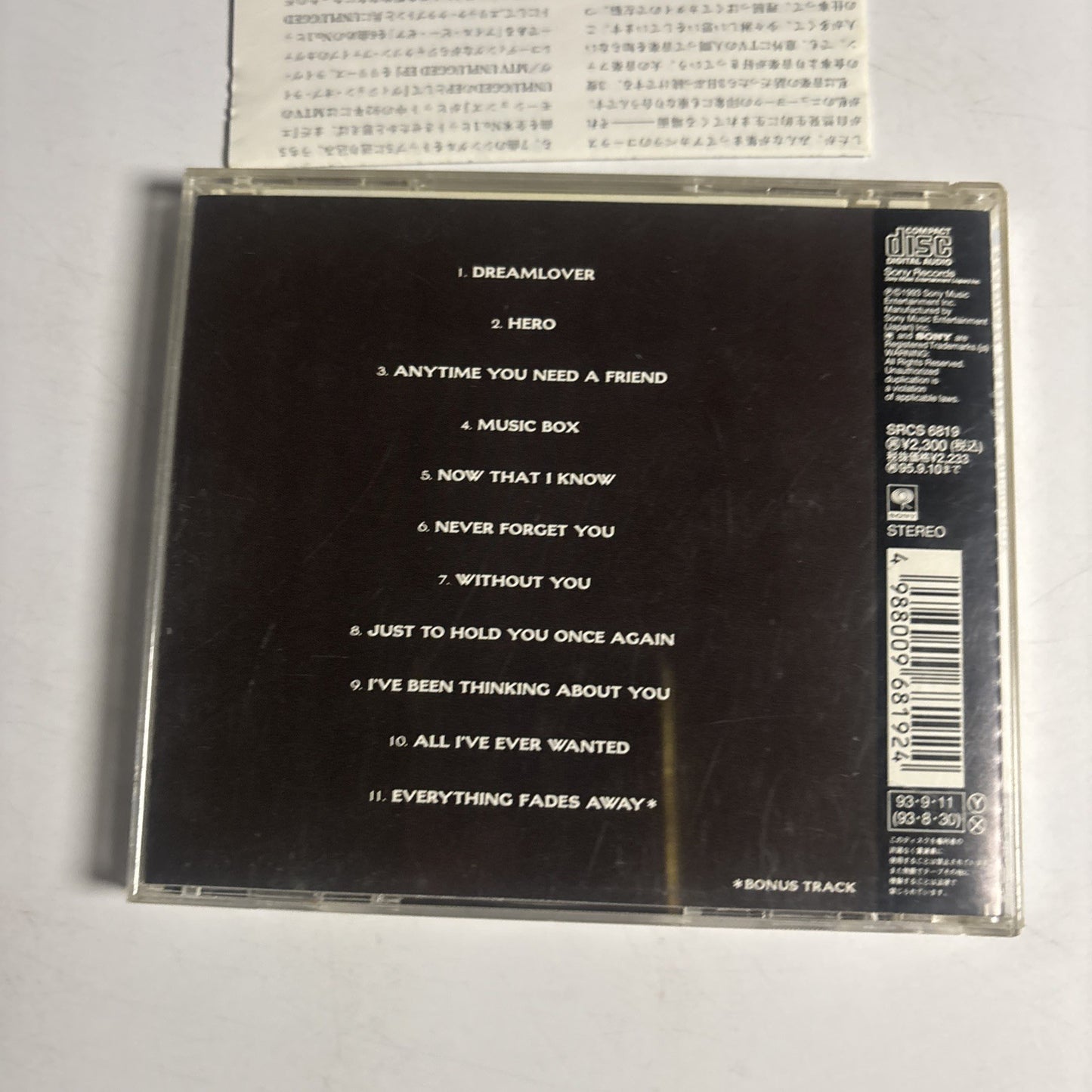 Mariah Carey – Music Box (CD, 1993) Japan Bonus Track SRCS 6819