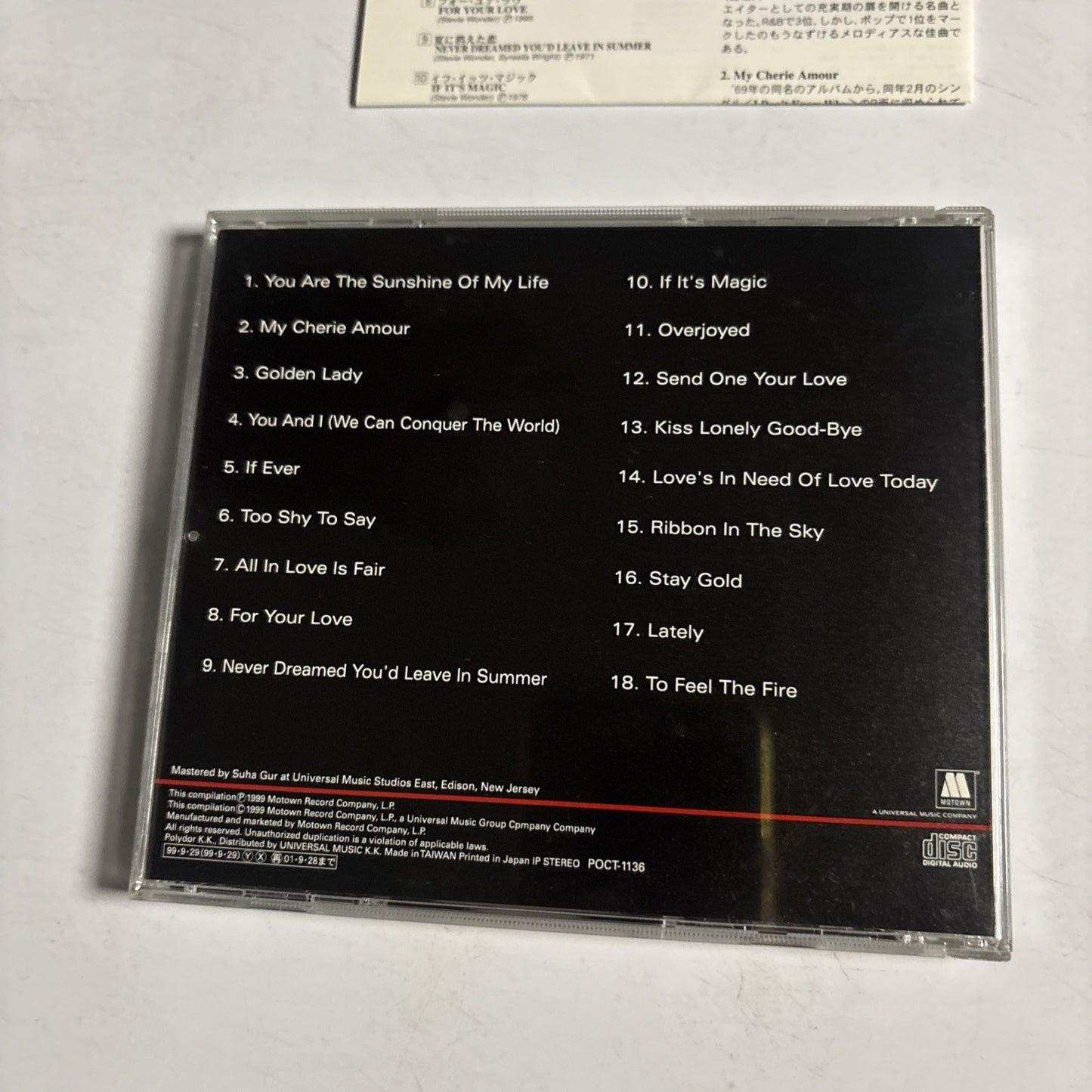 Stevie Wonder – Ballad Collection (CD 1999) Japan POCT-1136