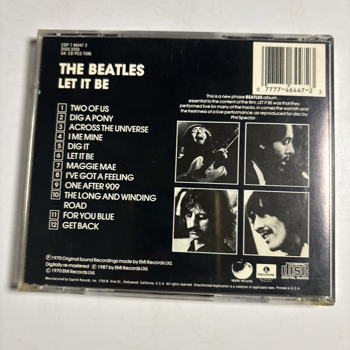 The Beatles – Let It Be (CD, 1987) US CDP 7 46447 2