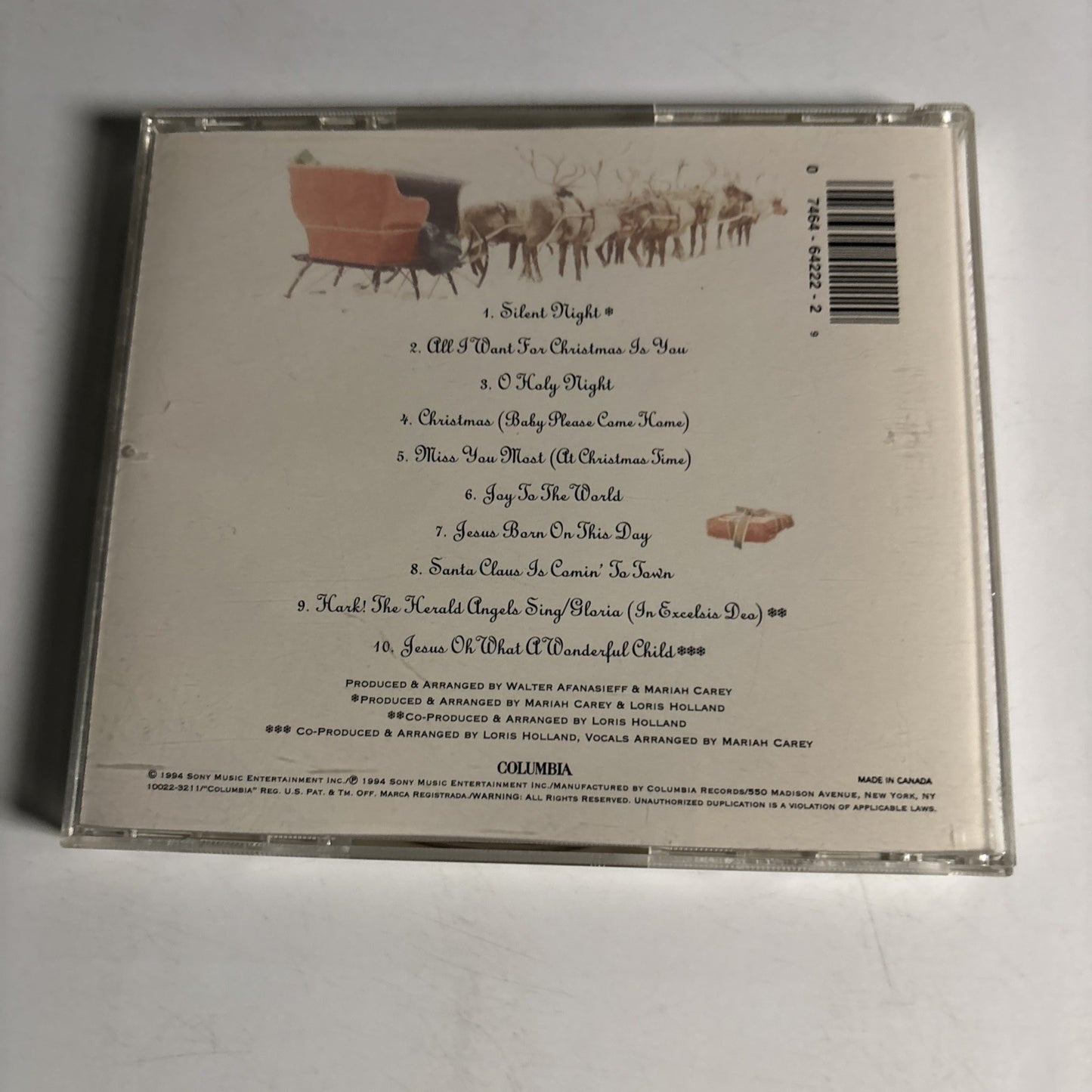 Mariah Carey – Merry Christmas (CD, 1994) Canada CCK 64222