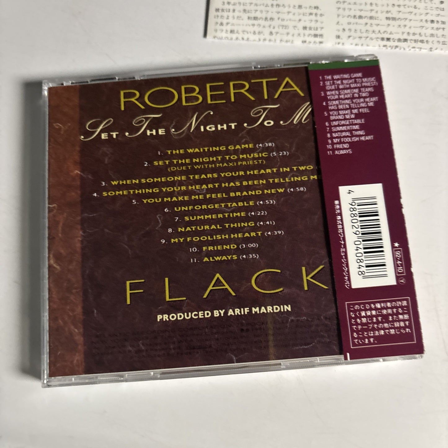 Roberta Flack – Set The Night To Music (CD, 1992) Japan obi AMCY-408