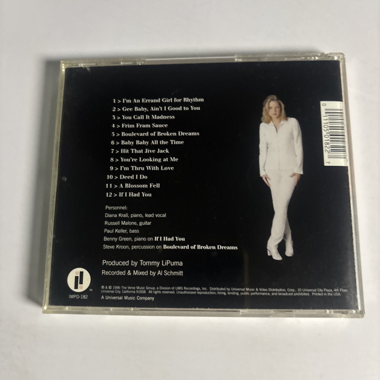 Diana Krall – All For You (A Dedication To The Nat King Cole Trio) (CD, 1996) US