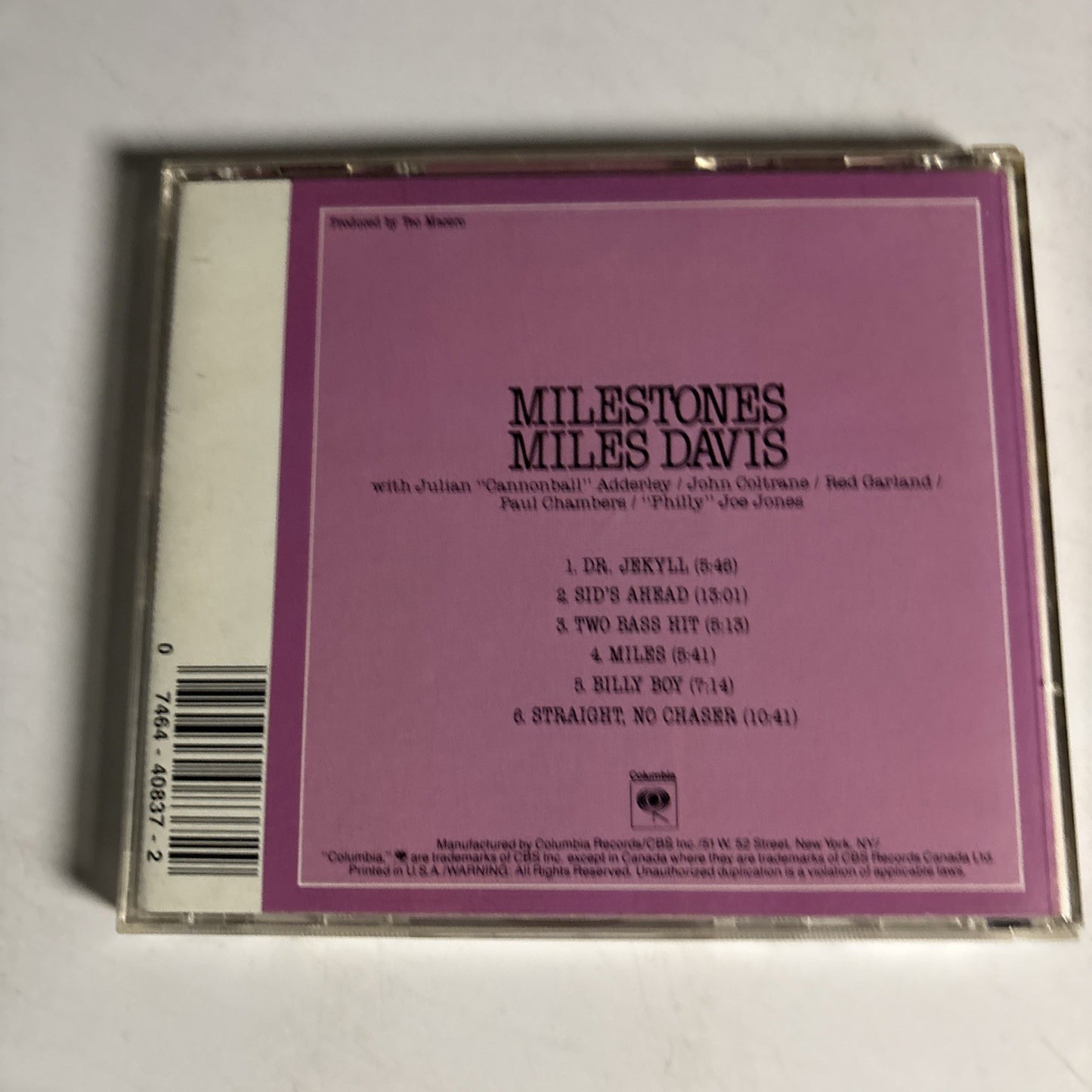 Miles Davis – Milestones (CD, 1988) US CK 40837