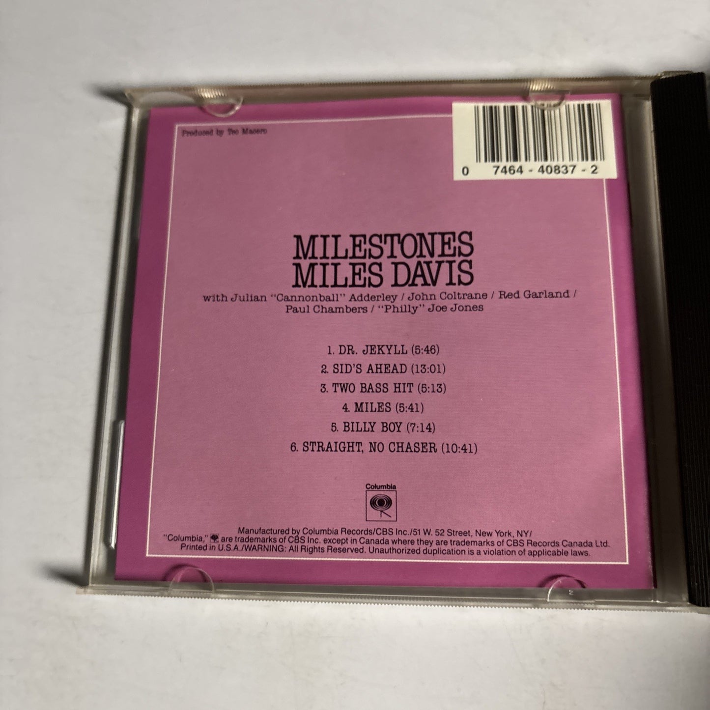 Miles Davis – Milestones (CD, 1988) US CK 40837