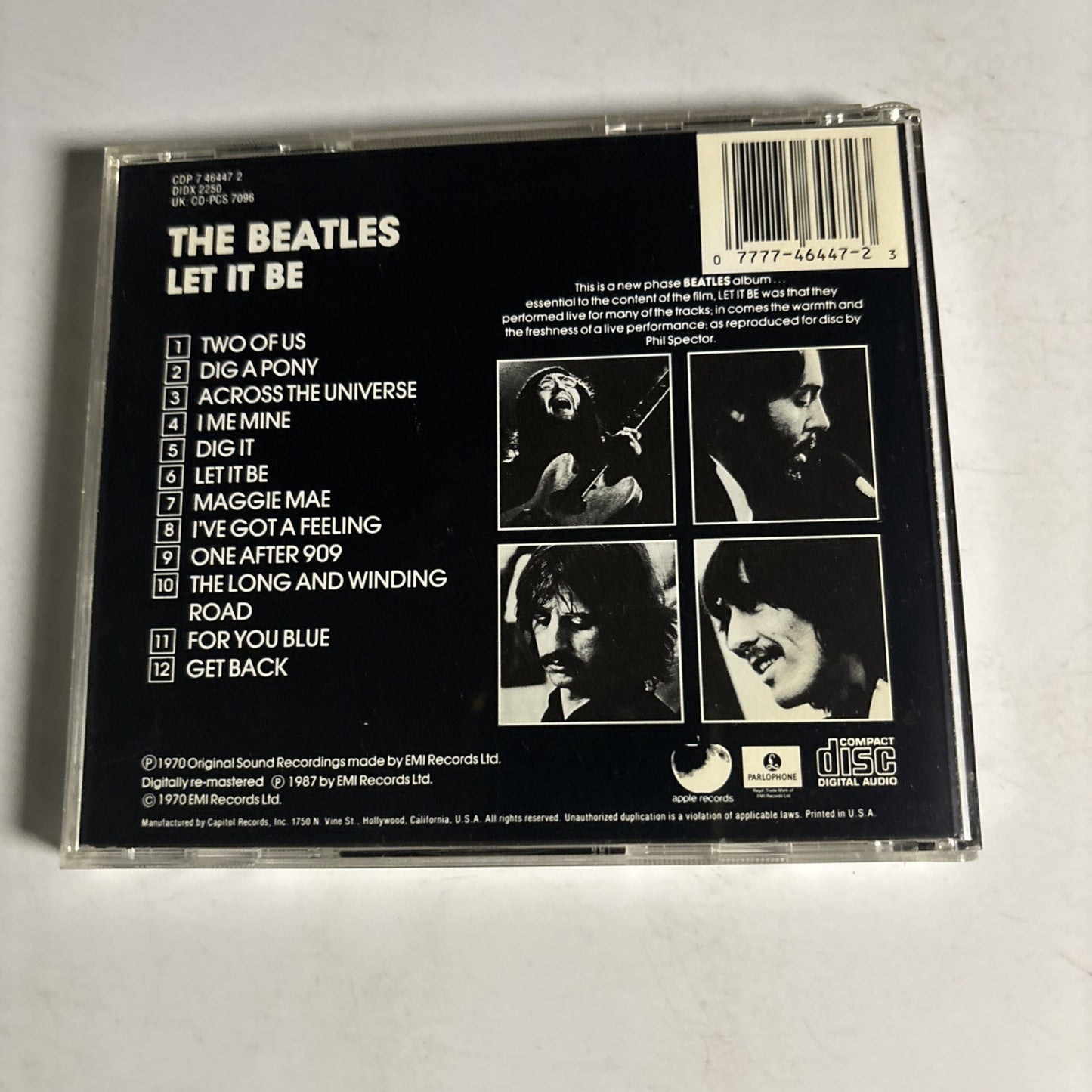 The Beatles – Let It Be (CD, 1987) US  CDP 7 46447 2