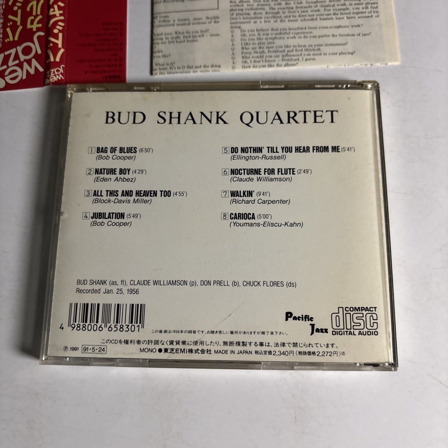 Bud Shank Quartet, Claude Williamson – Bud Shank (CD, 1991) Japan obi TOCJ-5386