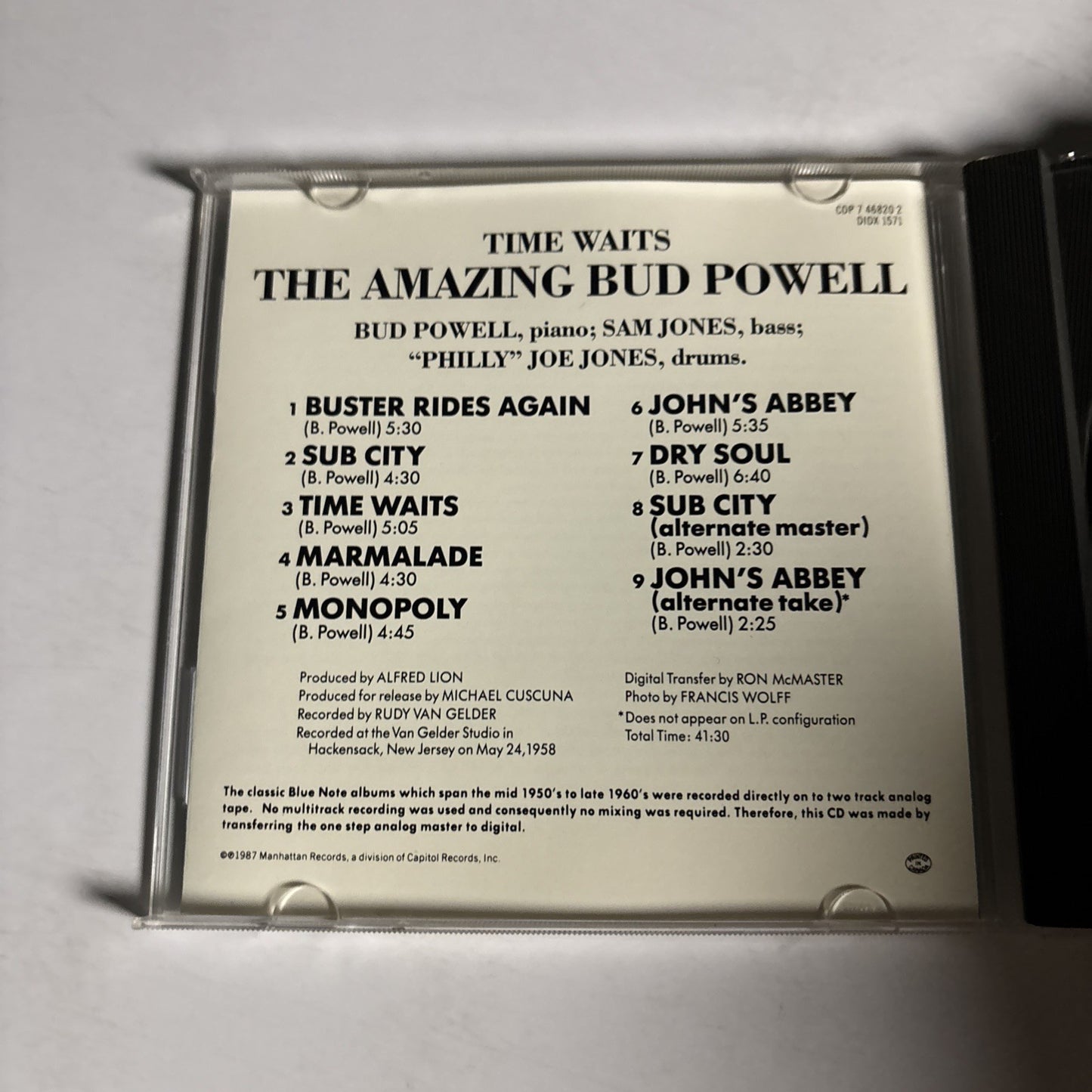 Bud Powell – Time Waits - The Amazing Bud Powell (Volume Four) (CD, 1987) US