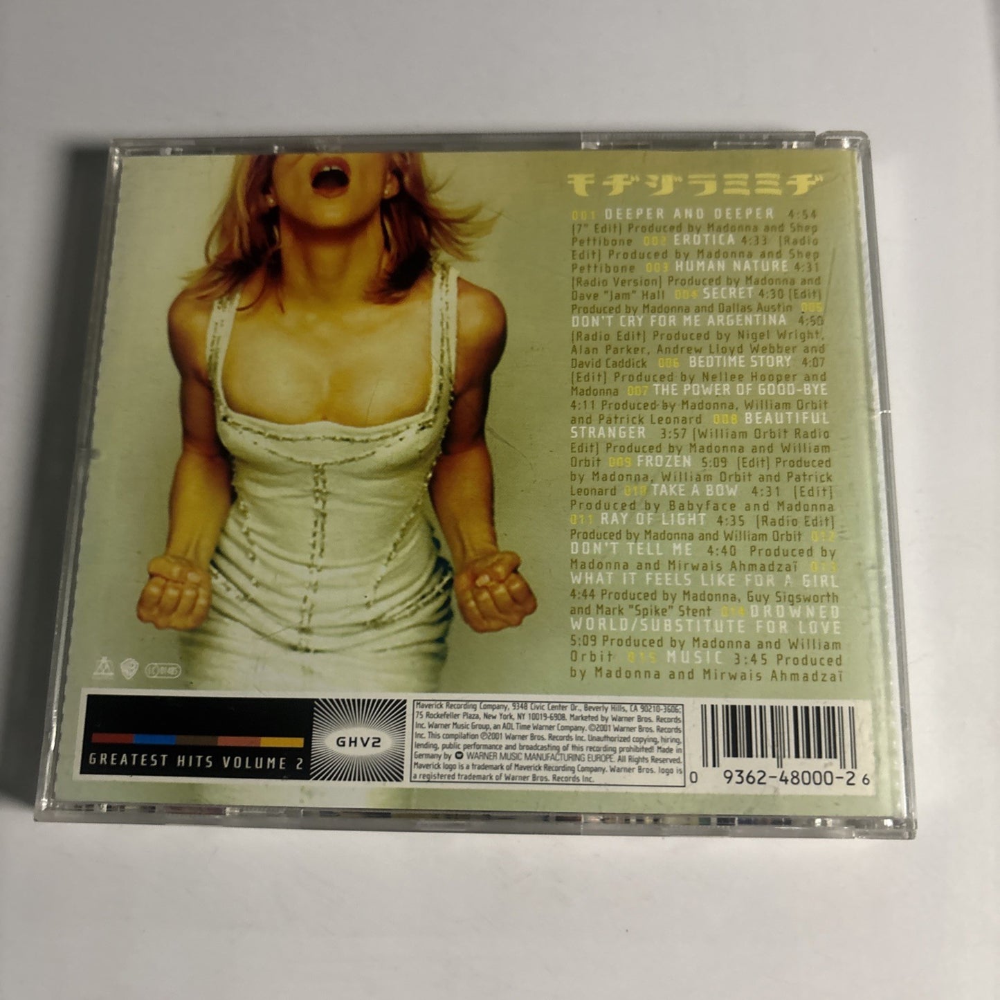 Madonna – GHV2 (Greatest Hits Volume 2) (CD, 2001) Europe 9362-48000-2