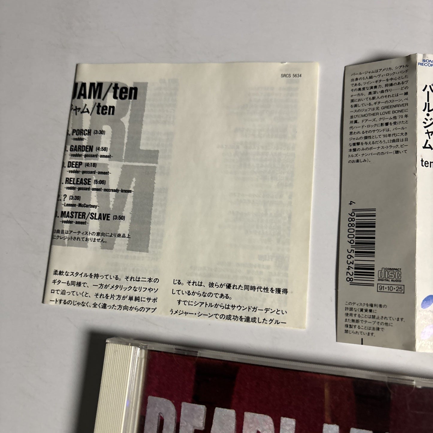 Pearl Jam – Ten (CD, 1991) Japan obi SRCS 5634