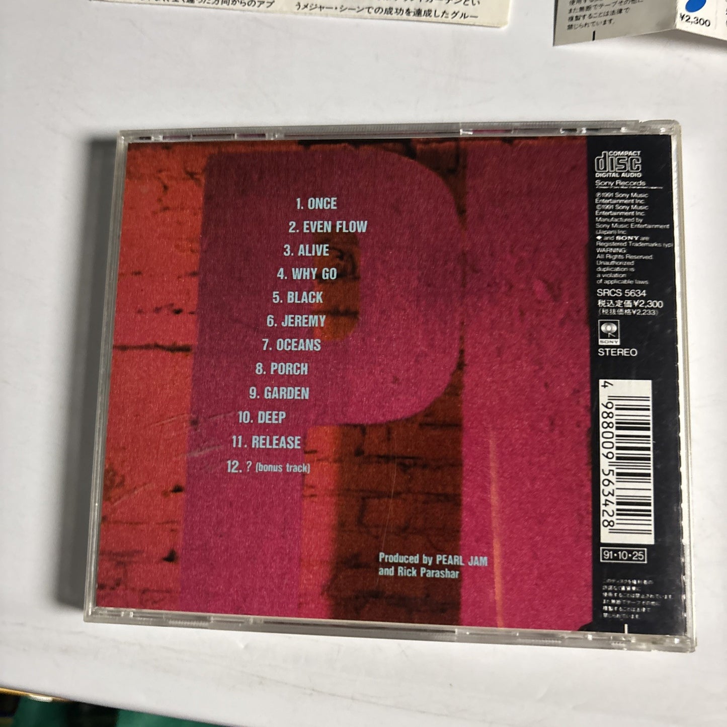 Pearl Jam – Ten (CD, 1991) Japan obi SRCS 5634