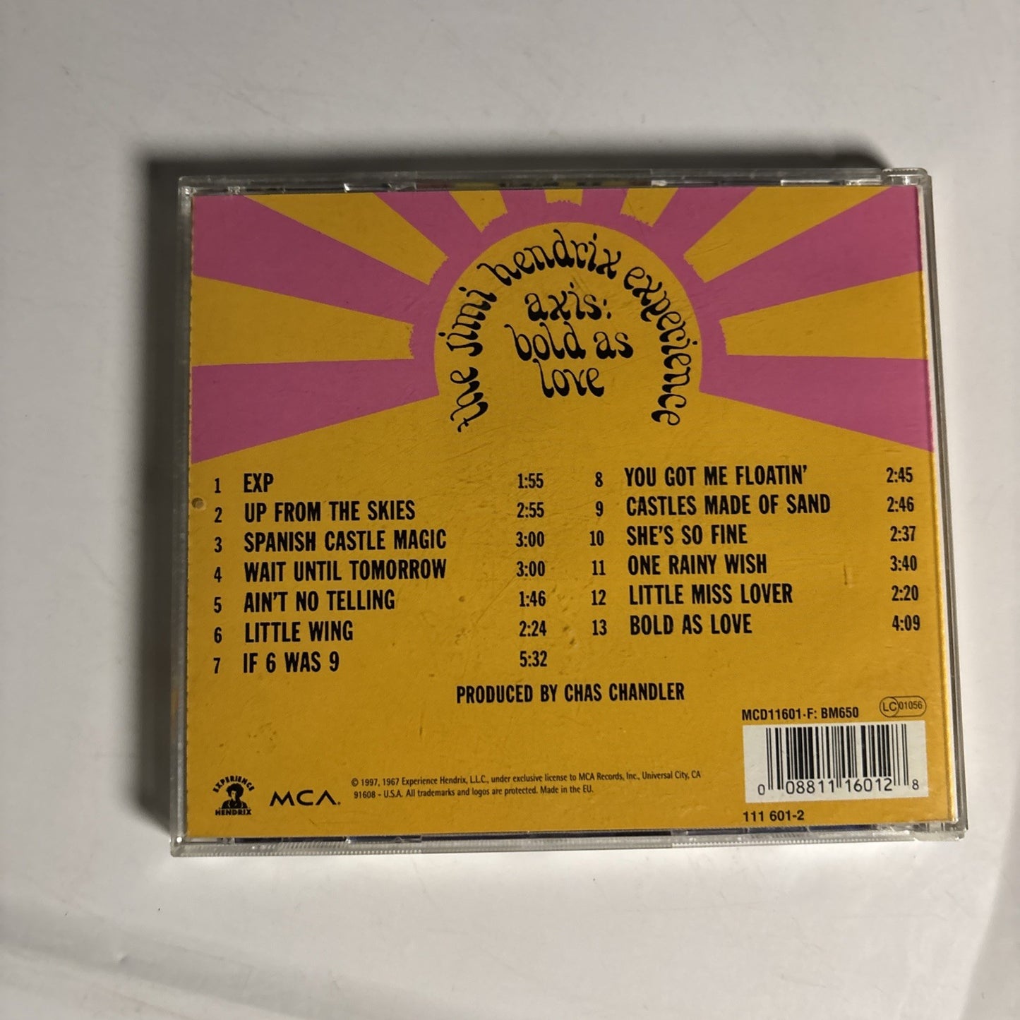 The Jimi Hendrix Experience – Axis: Bold As Love (CD, 1997)  US MCAD-11601