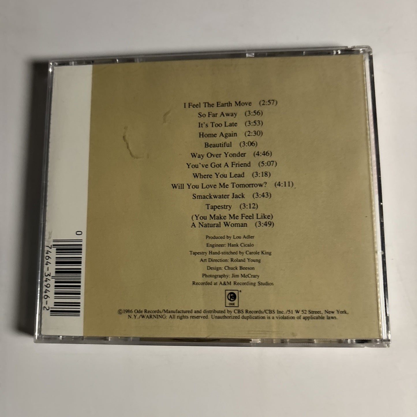 Carole King – Tapestry (CD, 1986) US EK 34946