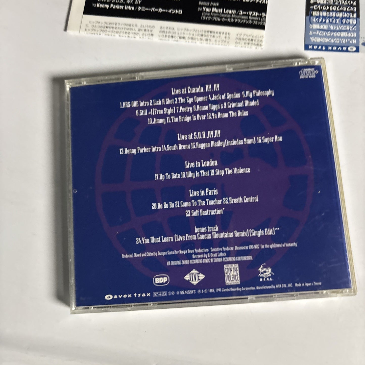 Boogie Down Productions – Live Hardcore Worldwide (CD 1997) Japan obi AVCZ 95031