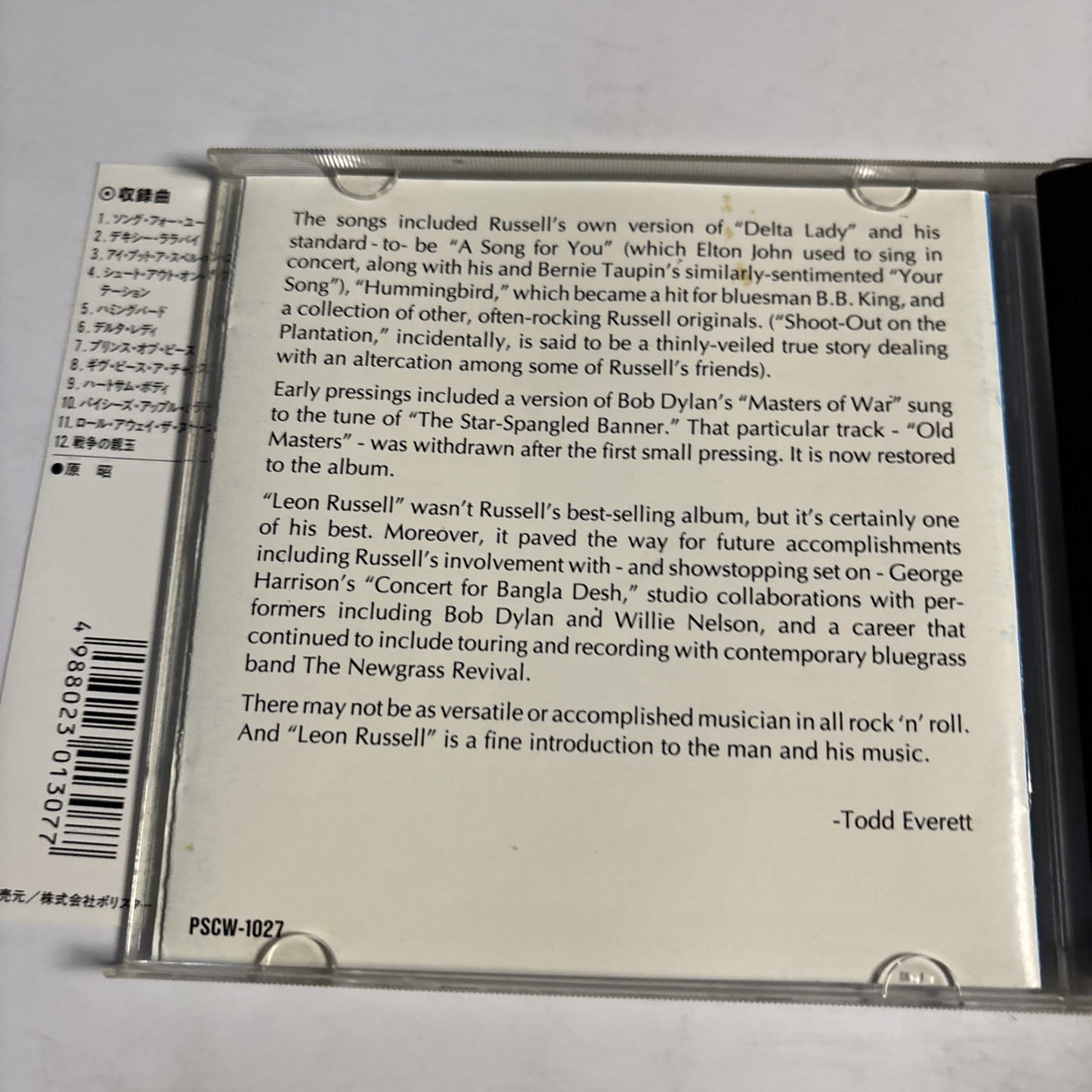 Leon Russell – Leon Russell (CD, 1990) Japan Bonus Track Obi PSCW-1027