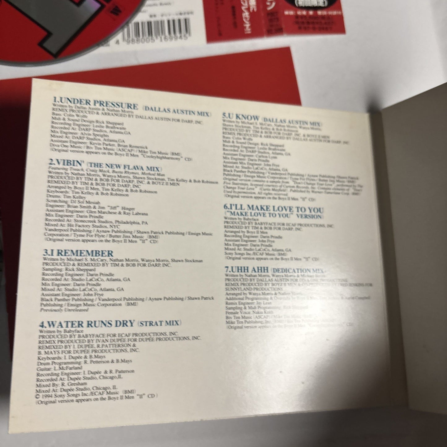 Boyz II Men – The Remix Collection (CD + 3" Disc, 1995) Japan Obi POCT-1073