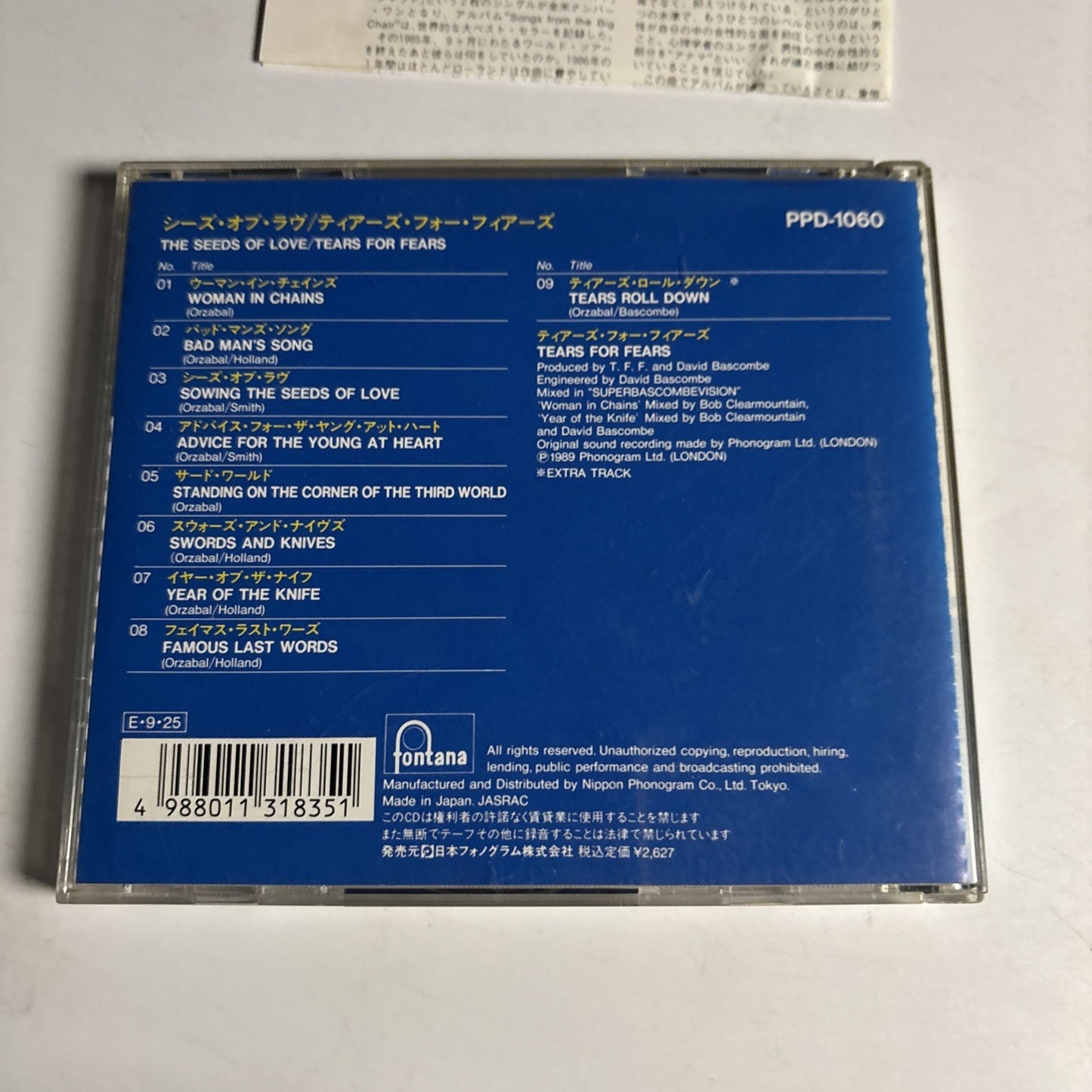 Tears For Fears – The Seeds Of Love (CD, 1989)  Japan PPD-1060