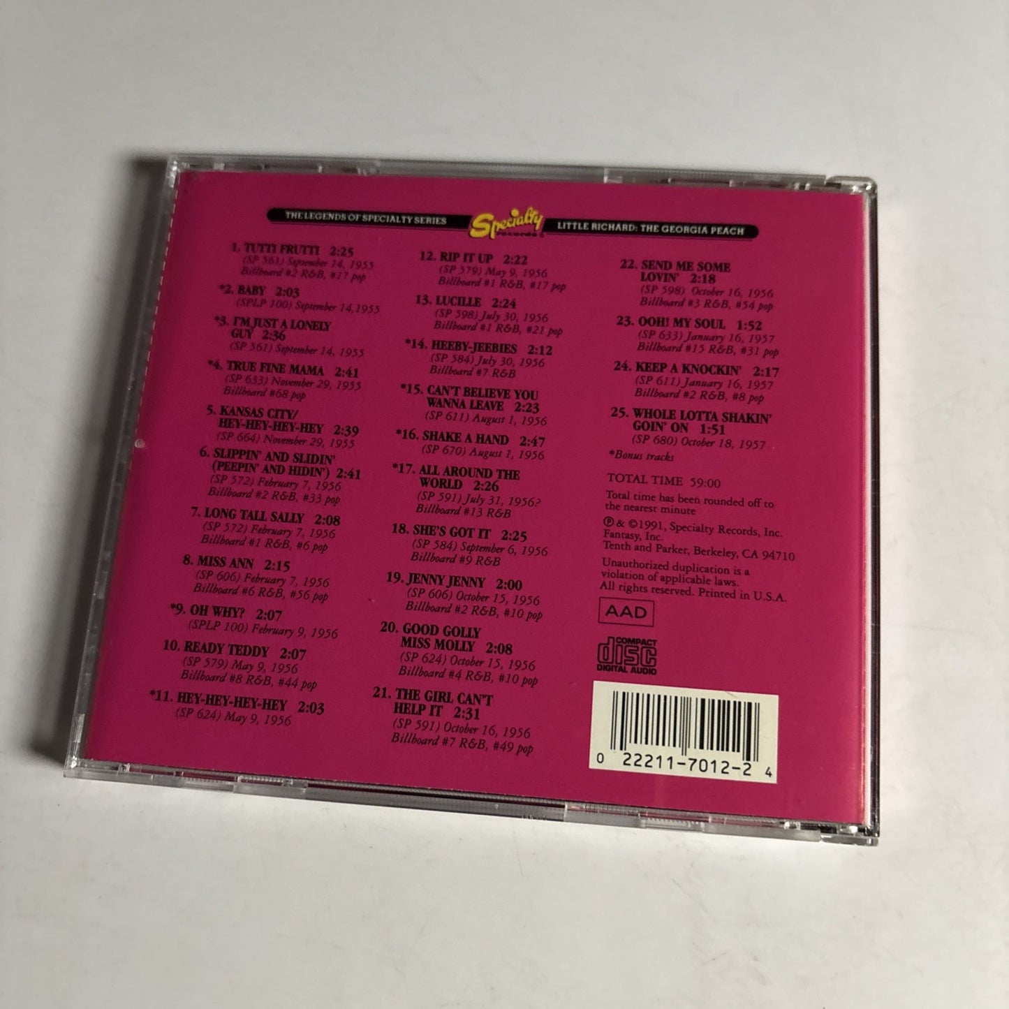Little Richard – Little Richard: The Georgia Peach (CD, 1991) US SPCD-7012-2
