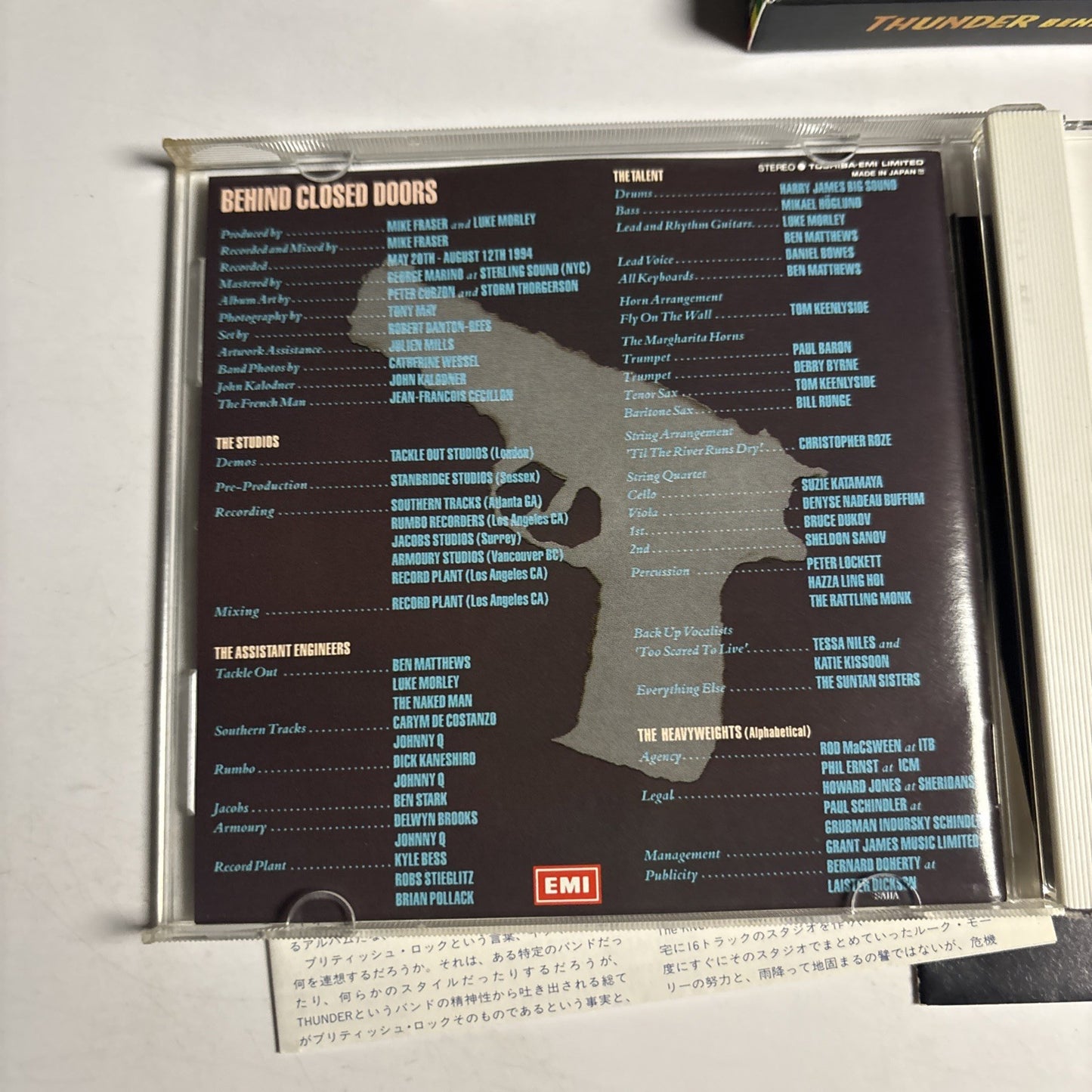 Thunder – Behind Closed Doors (CD, 1995) Japan obi TOCP-8470