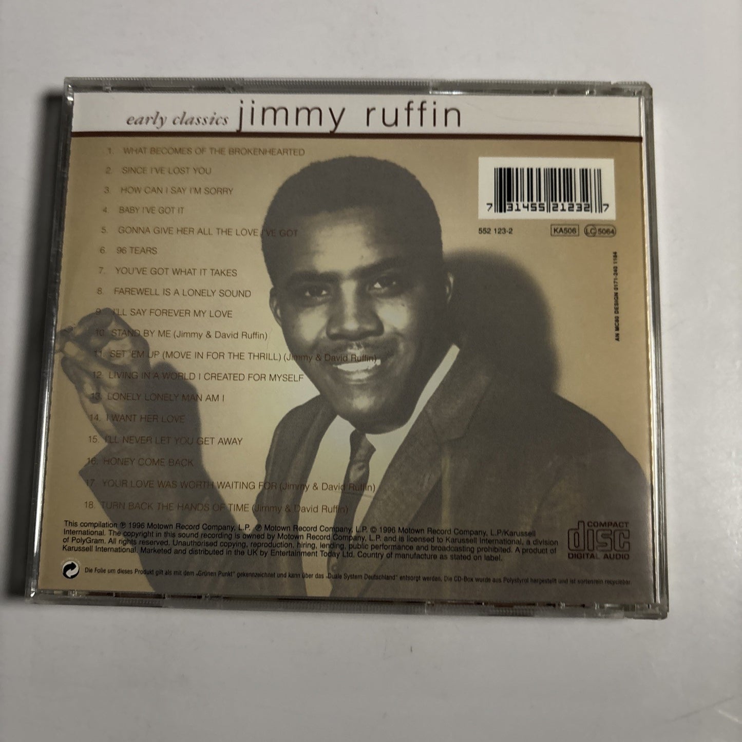 Jimmy Ruffin – Early Classics (CD, 1996) Europe 552 123-2