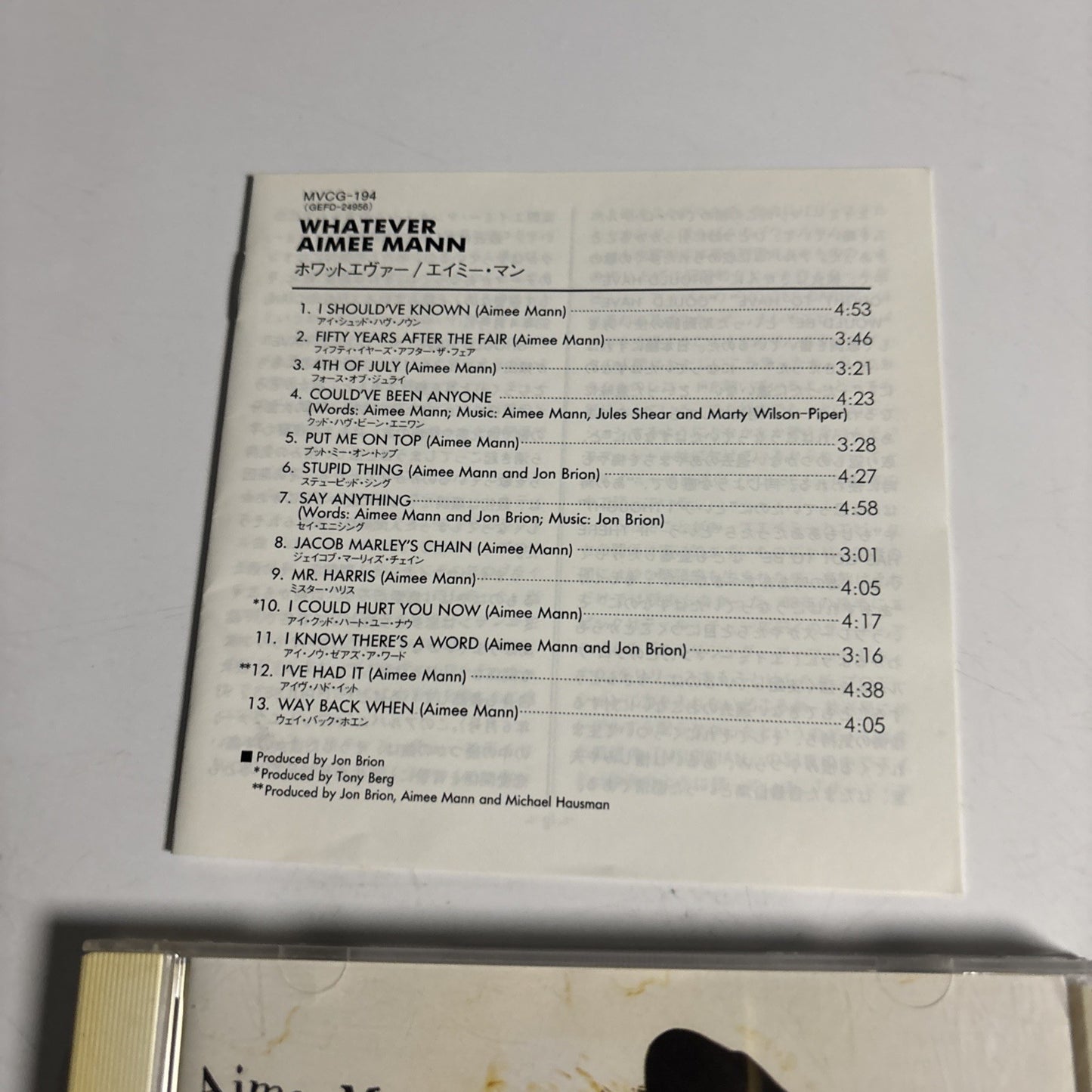 Aimee Mann – Whatever (CD, 1993) Japan BVCP-638